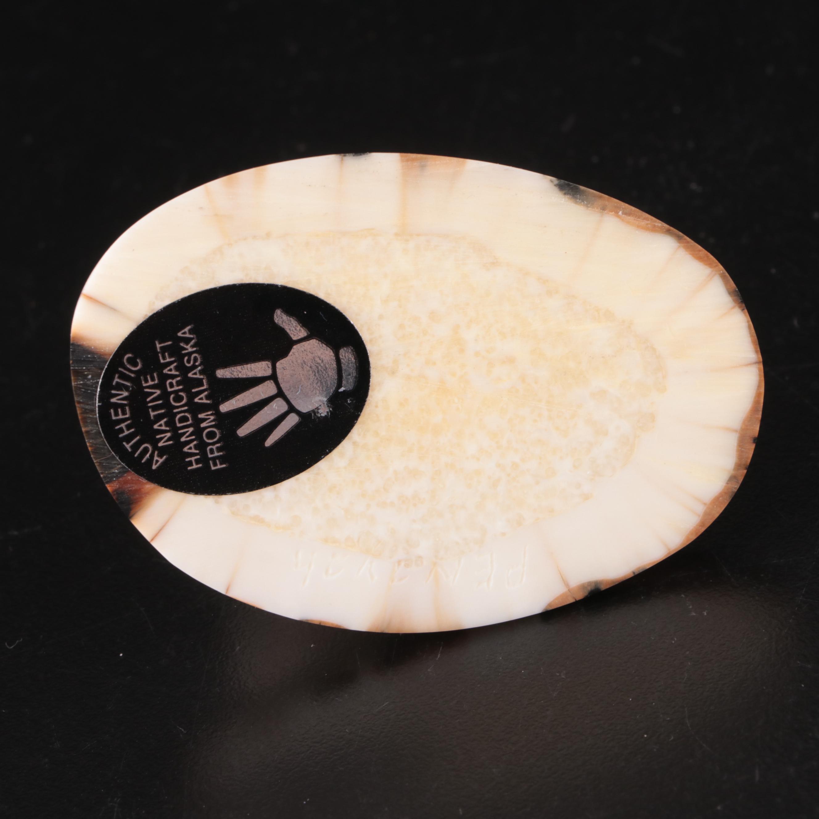 Native Alaskan Hand-Carved Walrus Ivory Weasel, Swan and Whale Figurines