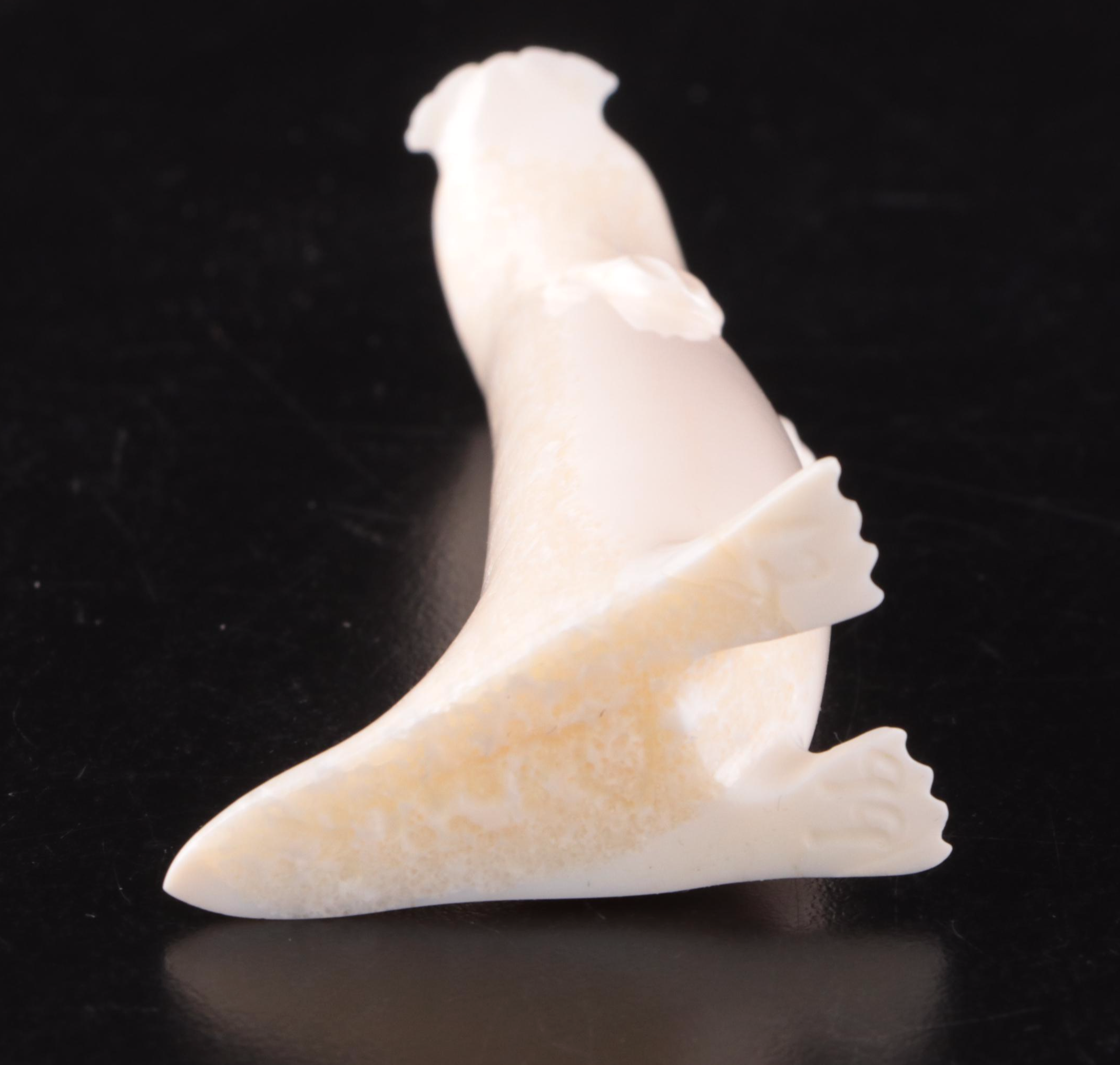 Native Alaskan Hand-Carved Walrus Ivory Weasel, Swan and Whale Figurines