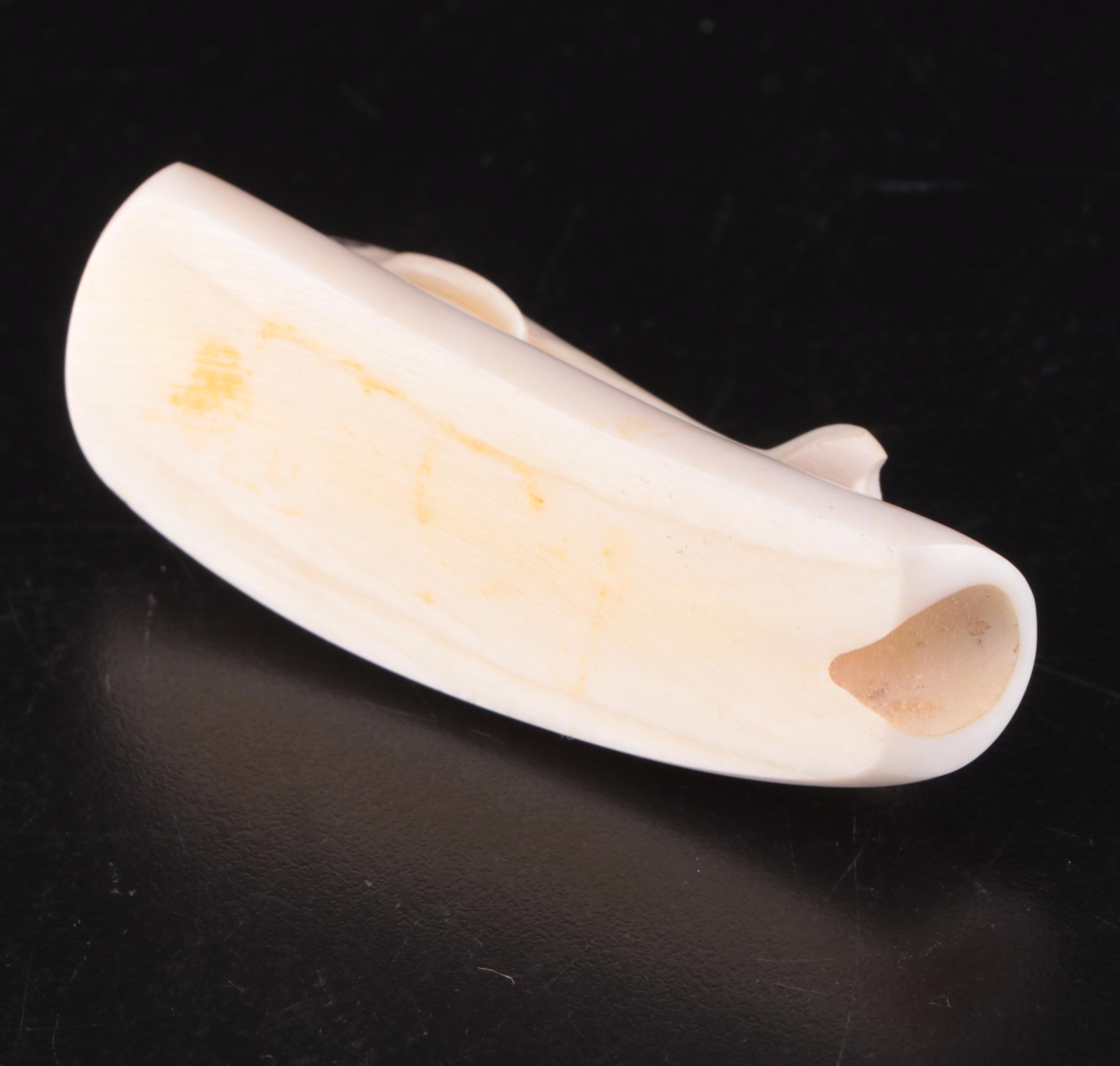 Native Alaskan Hand-Carved Walrus Ivory Weasel, Swan and Whale Figurines