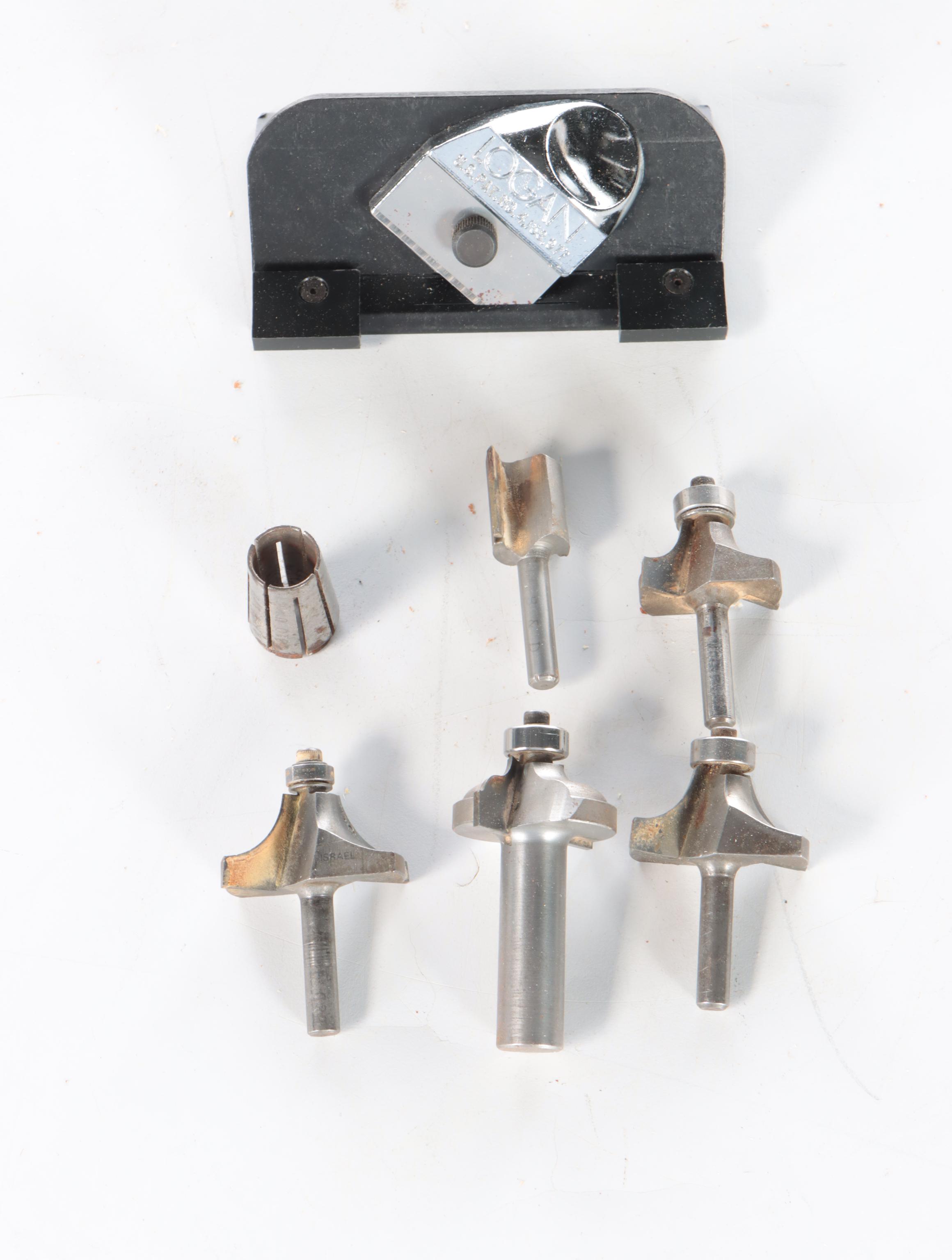 Bosch Router Table, Mat Cutter and Additional Bits and Tools