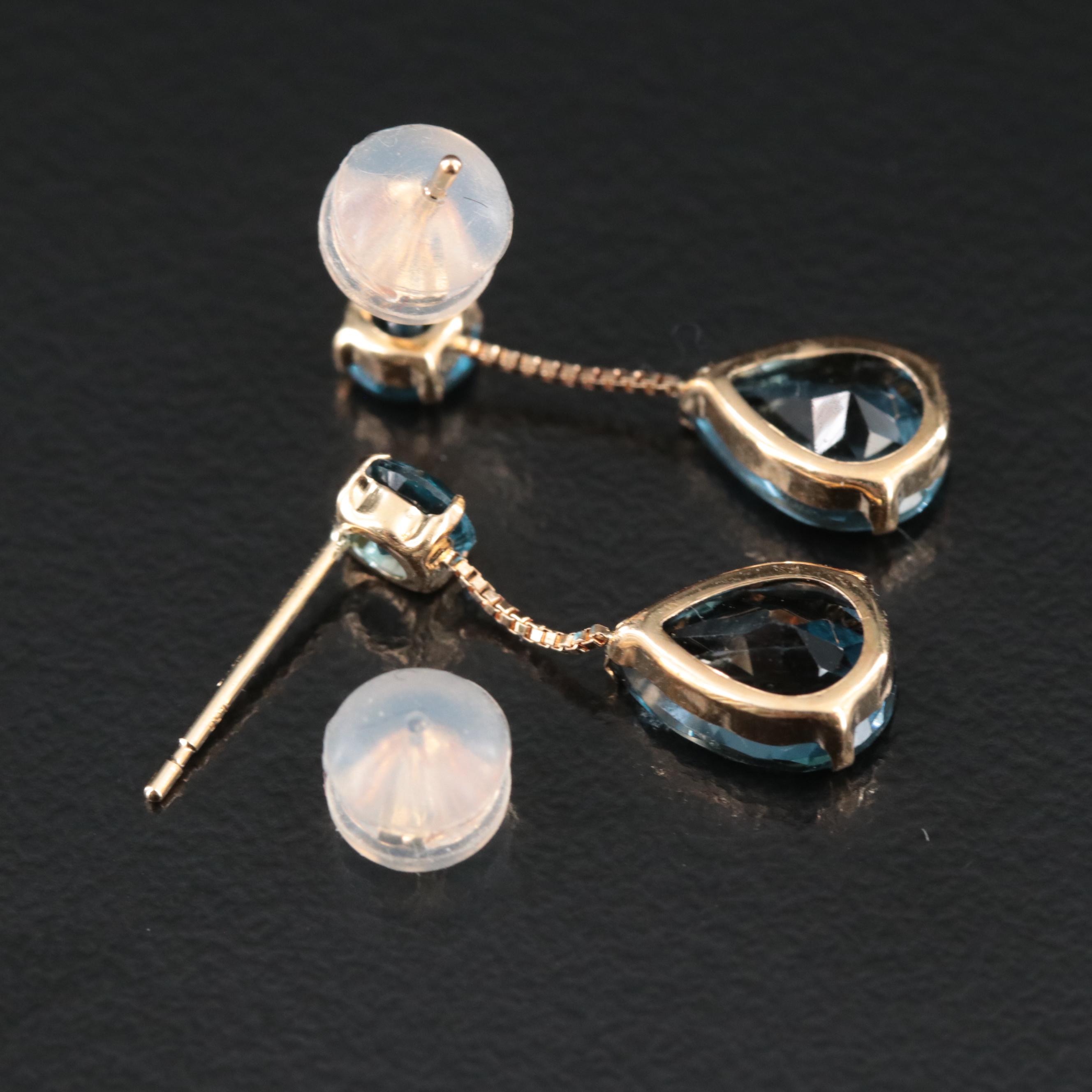 18K London Blue Topaz Dangle Earrings