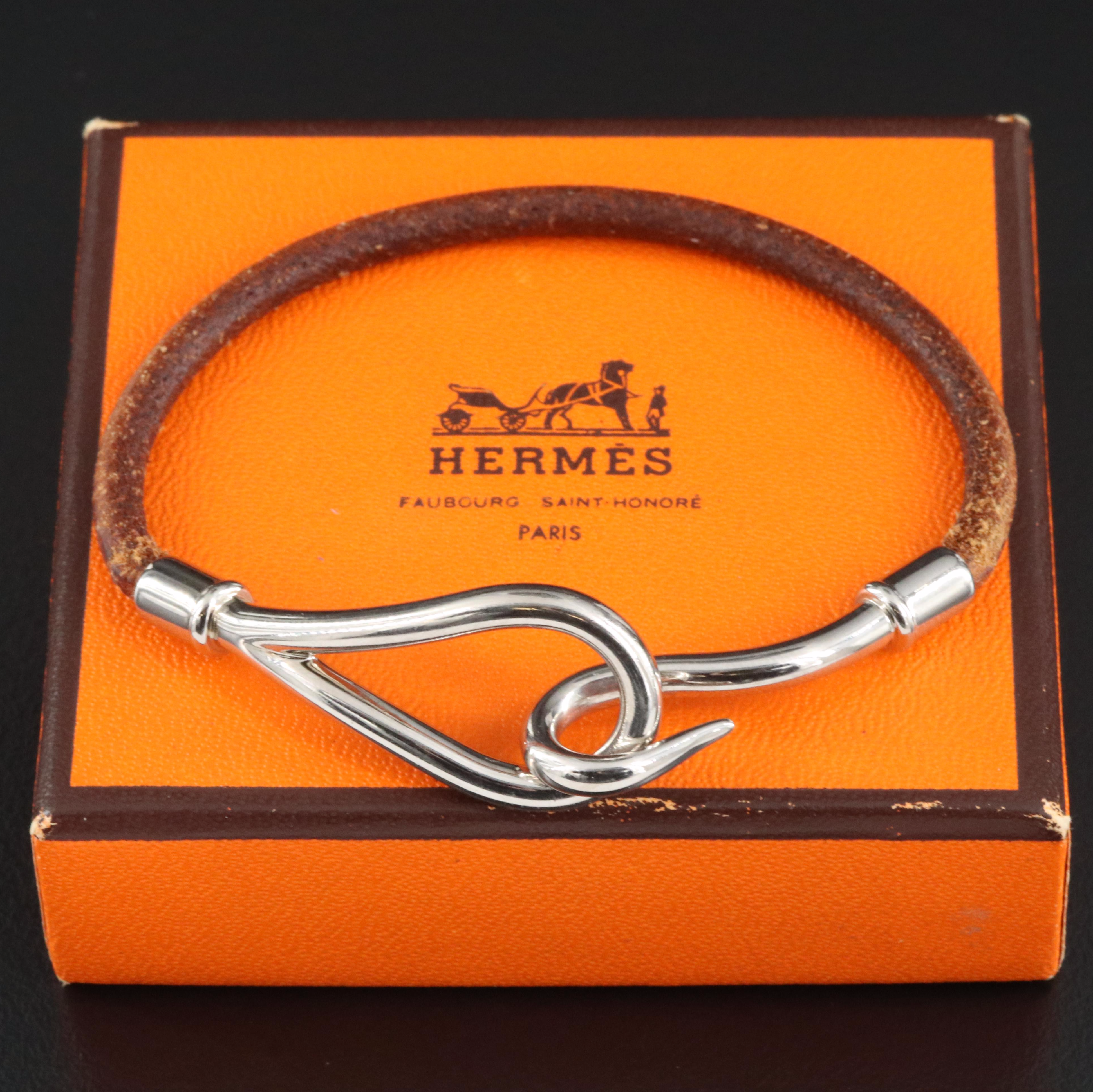 Hermès Leather and Jumbo Hook Bracelet