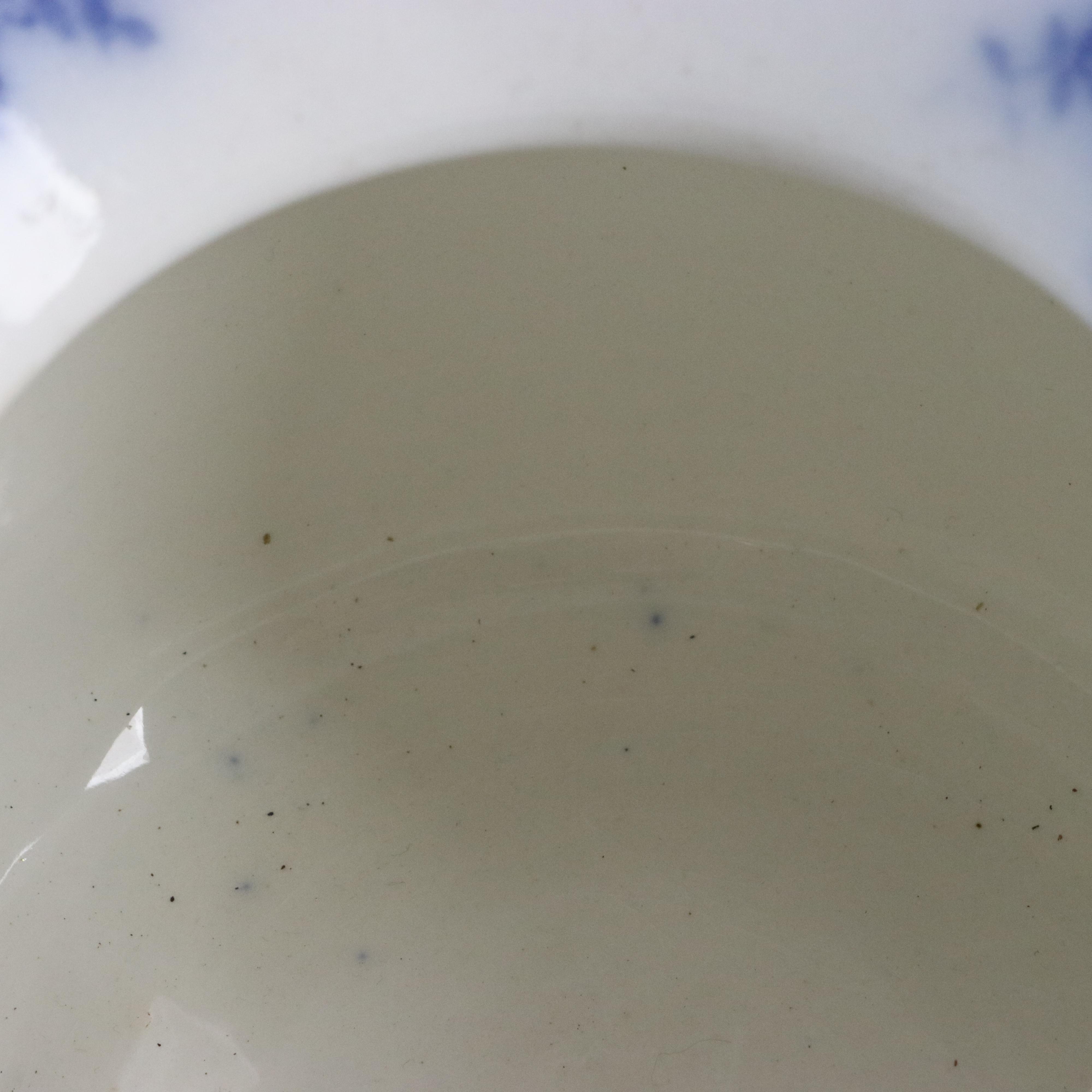 Wheeling Pottery "La Belle" Flow Blue Porcelain Spittoon and Chamber Pot