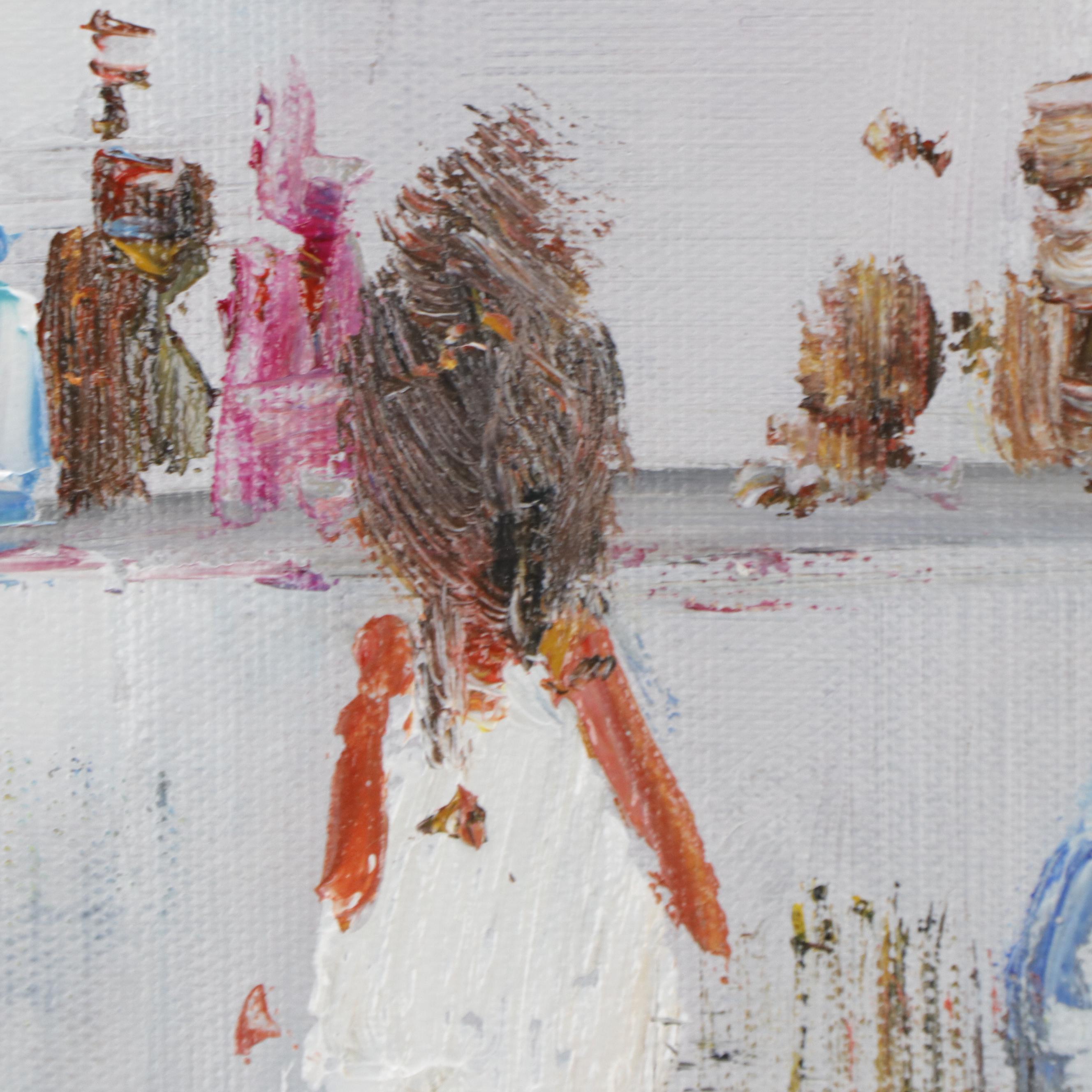 Bing Abstract Oil Painting of Cafe Scene, 21st Century