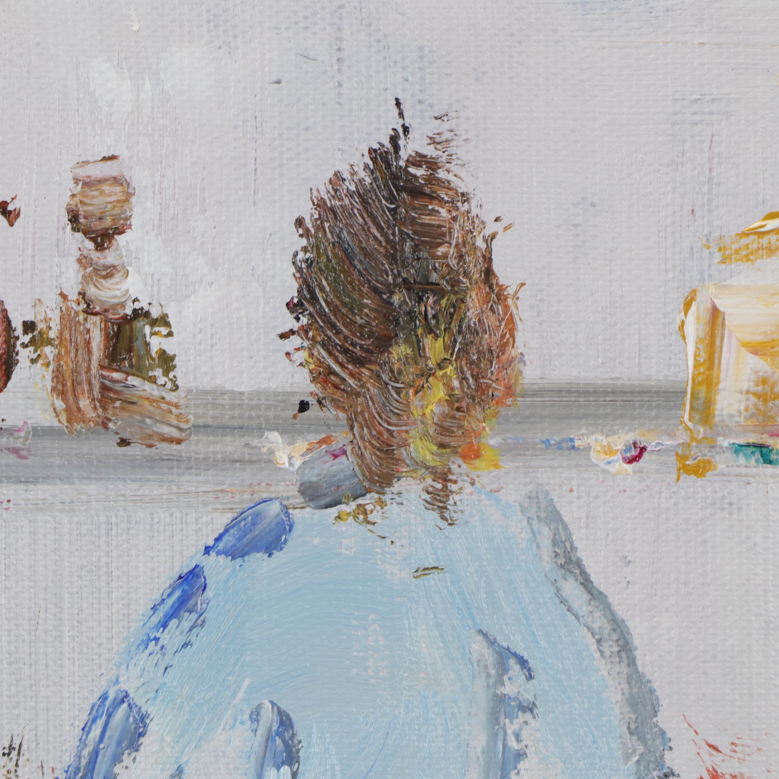 Bing Abstract Oil Painting of Cafe Scene, 21st Century