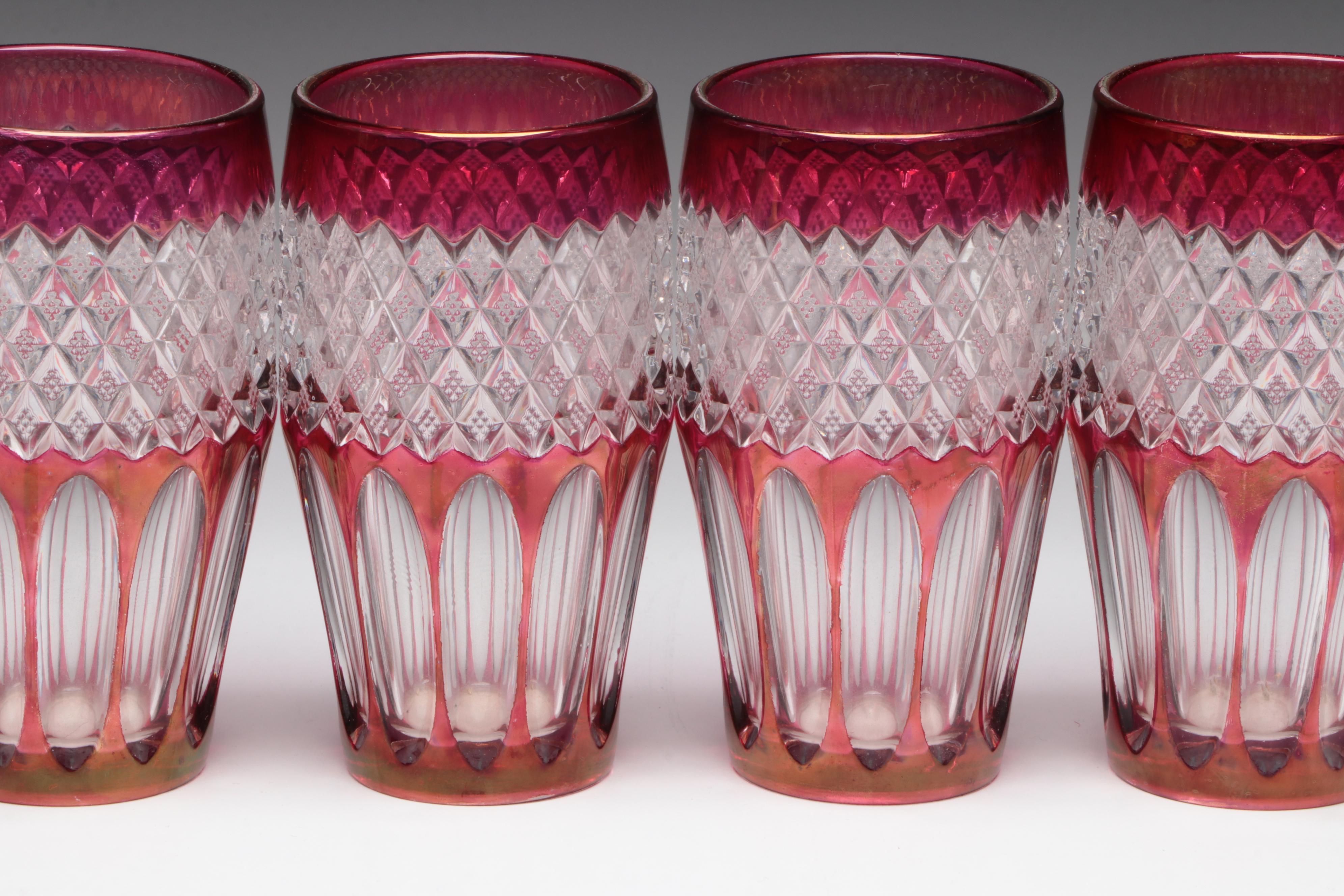 Westmoreland "Waterford Ruby" Iced Tea Glasses and Dinner Plate, 1950–1981