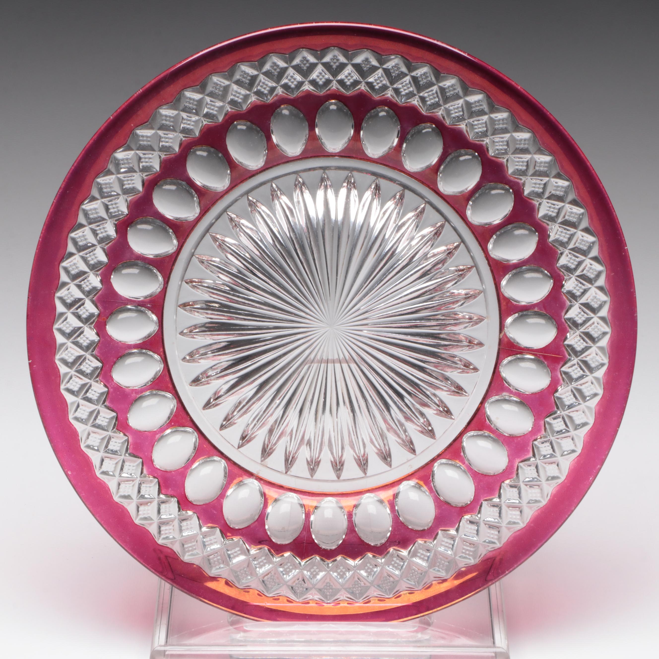 Westmoreland "Waterford Ruby" Iced Tea Glasses and Dinner Plate, 1950–1981