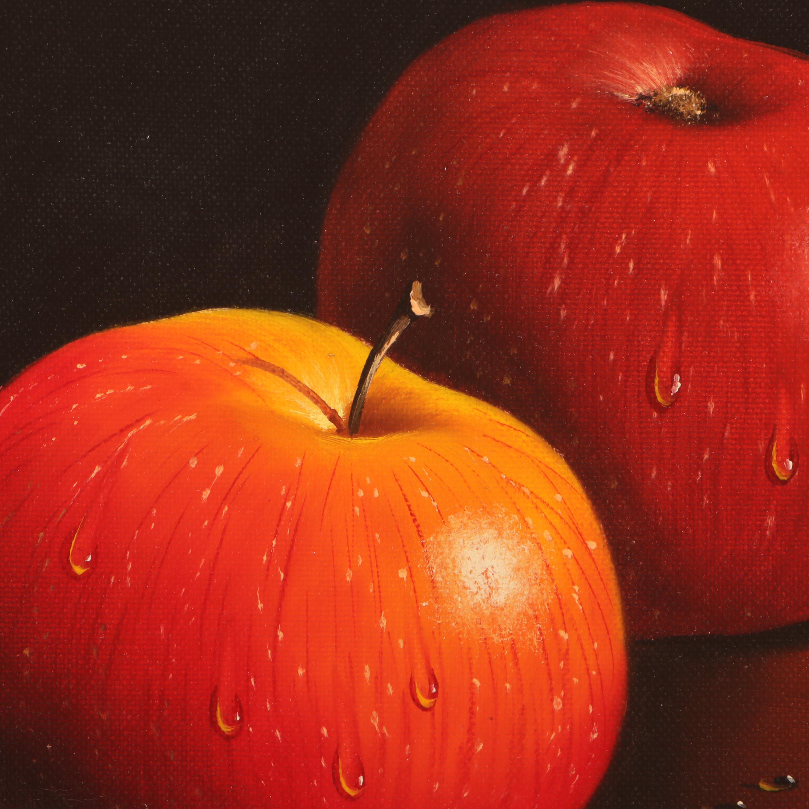 Ludwig Muninger Still Life Oil Painting of Two Apples