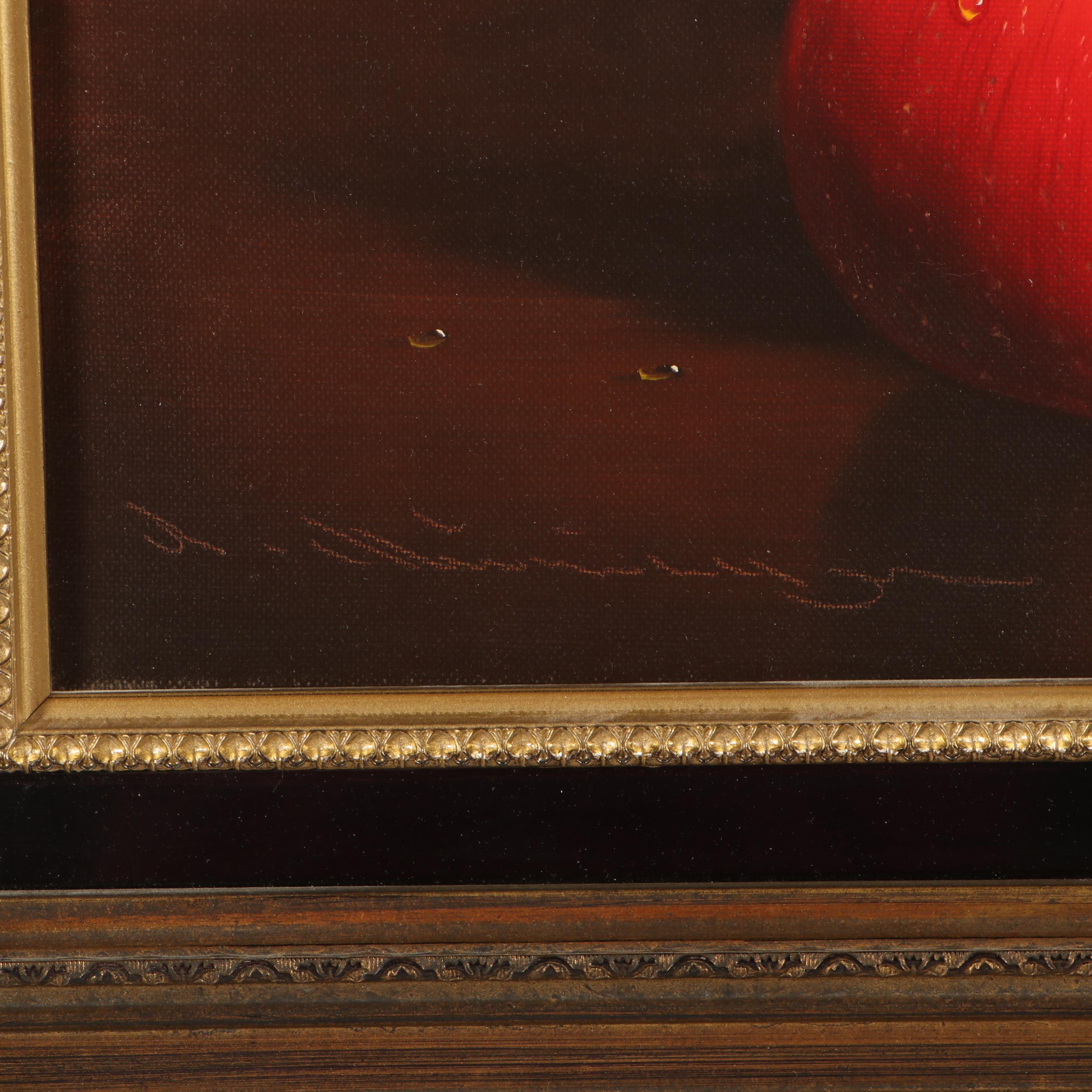 Ludwig Muninger Still Life Oil Painting of Two Apples