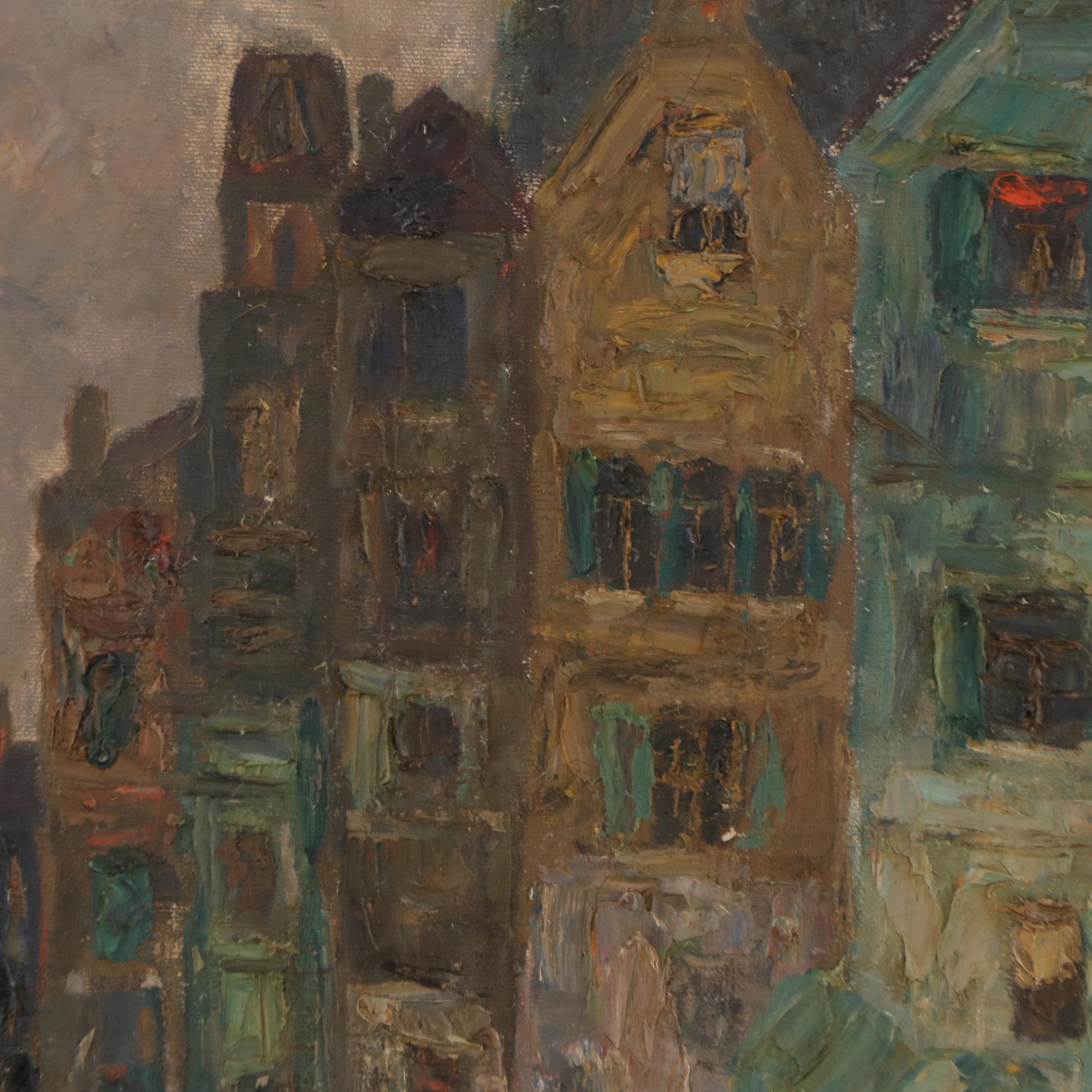 Rudolf Weber European Townscape Oil Painting, Early 20th Century