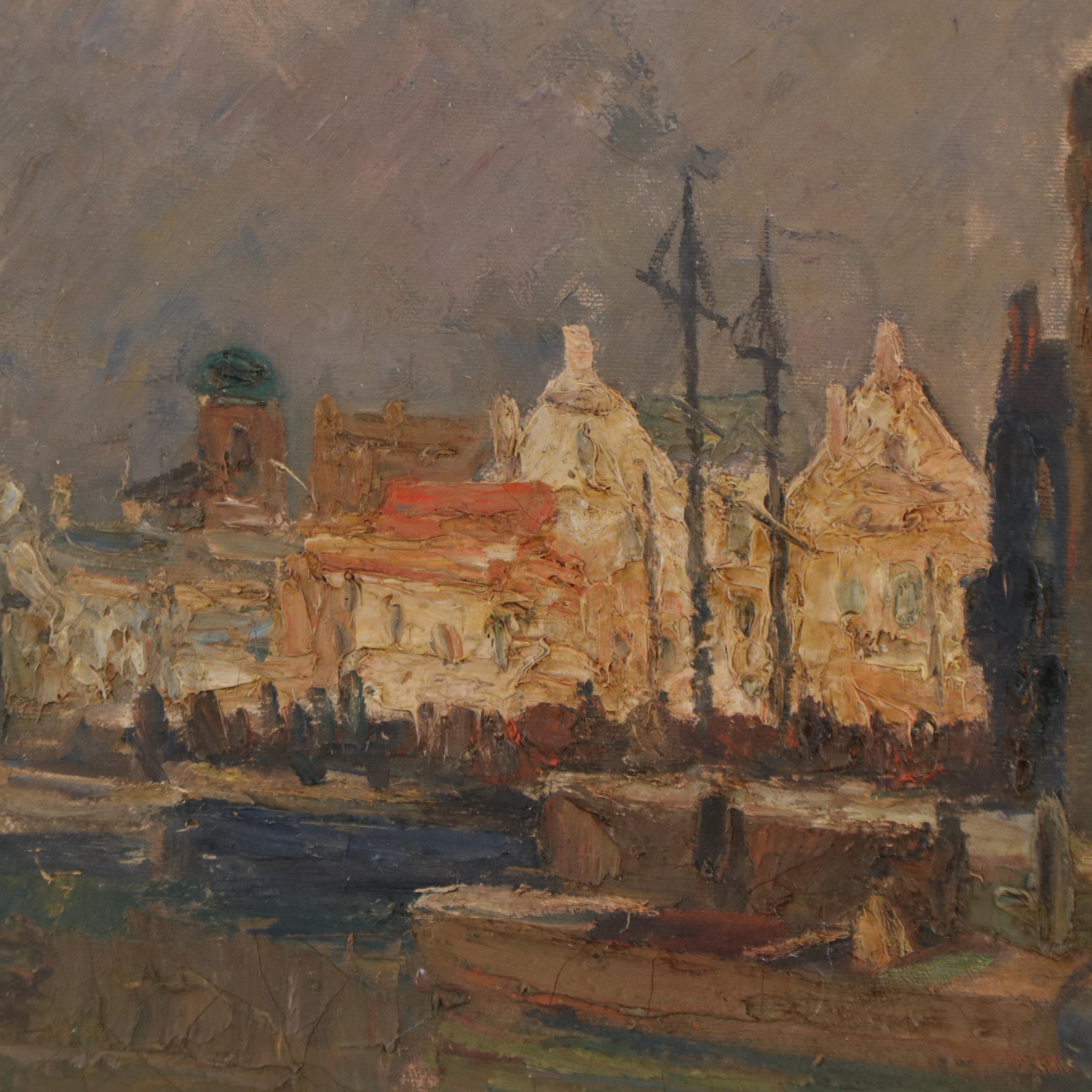 Rudolf Weber European Townscape Oil Painting, Early 20th Century