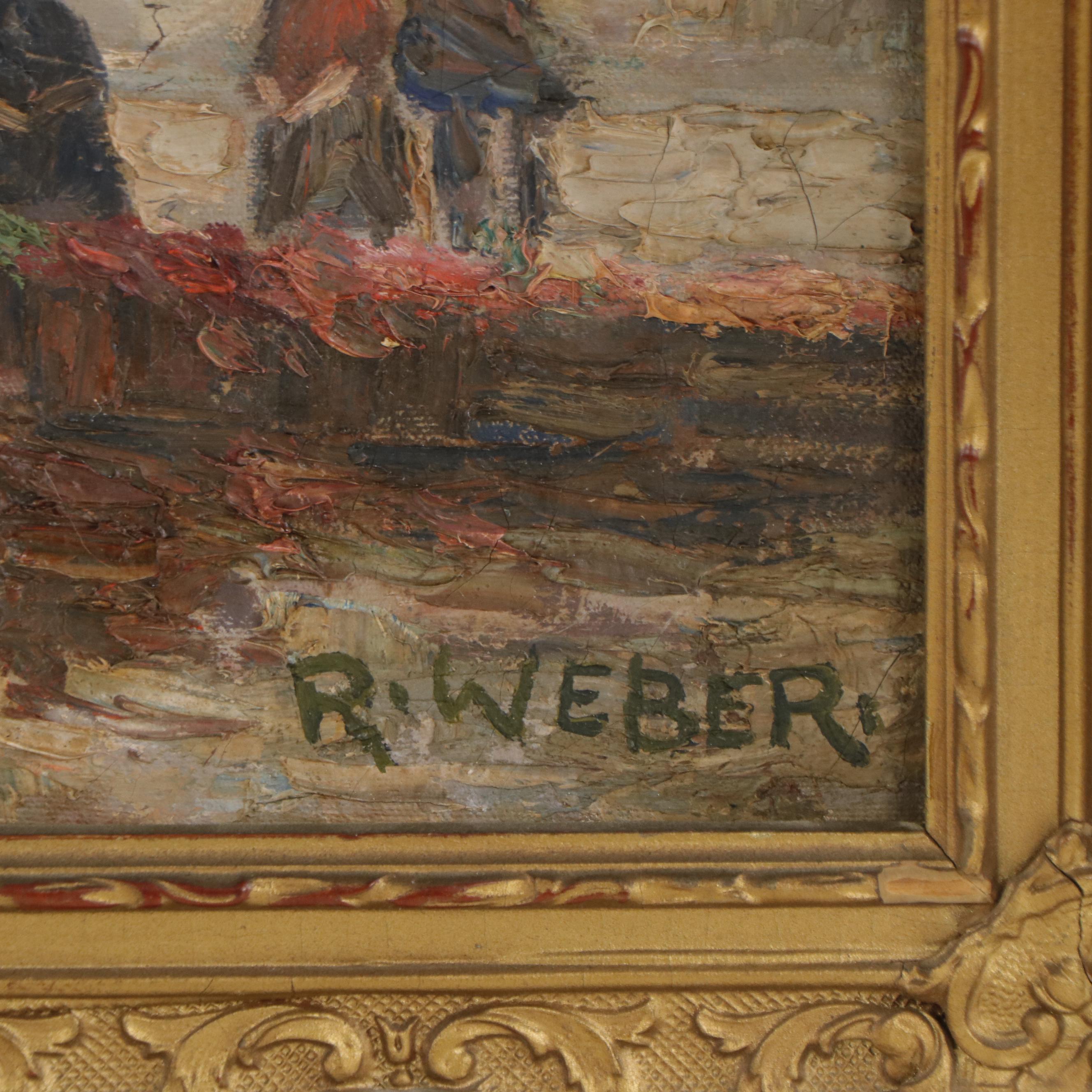 Rudolf Weber European Townscape Oil Painting, Early 20th Century