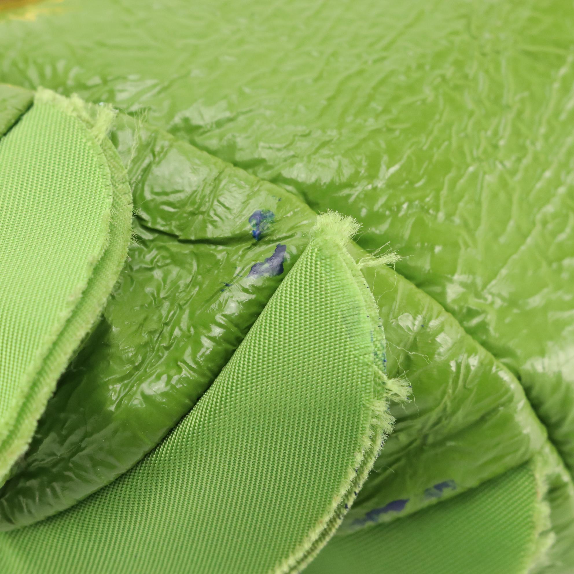 Prada Kelly Green Ruffled Tessuto and Patent Leather Top Handle Handbag