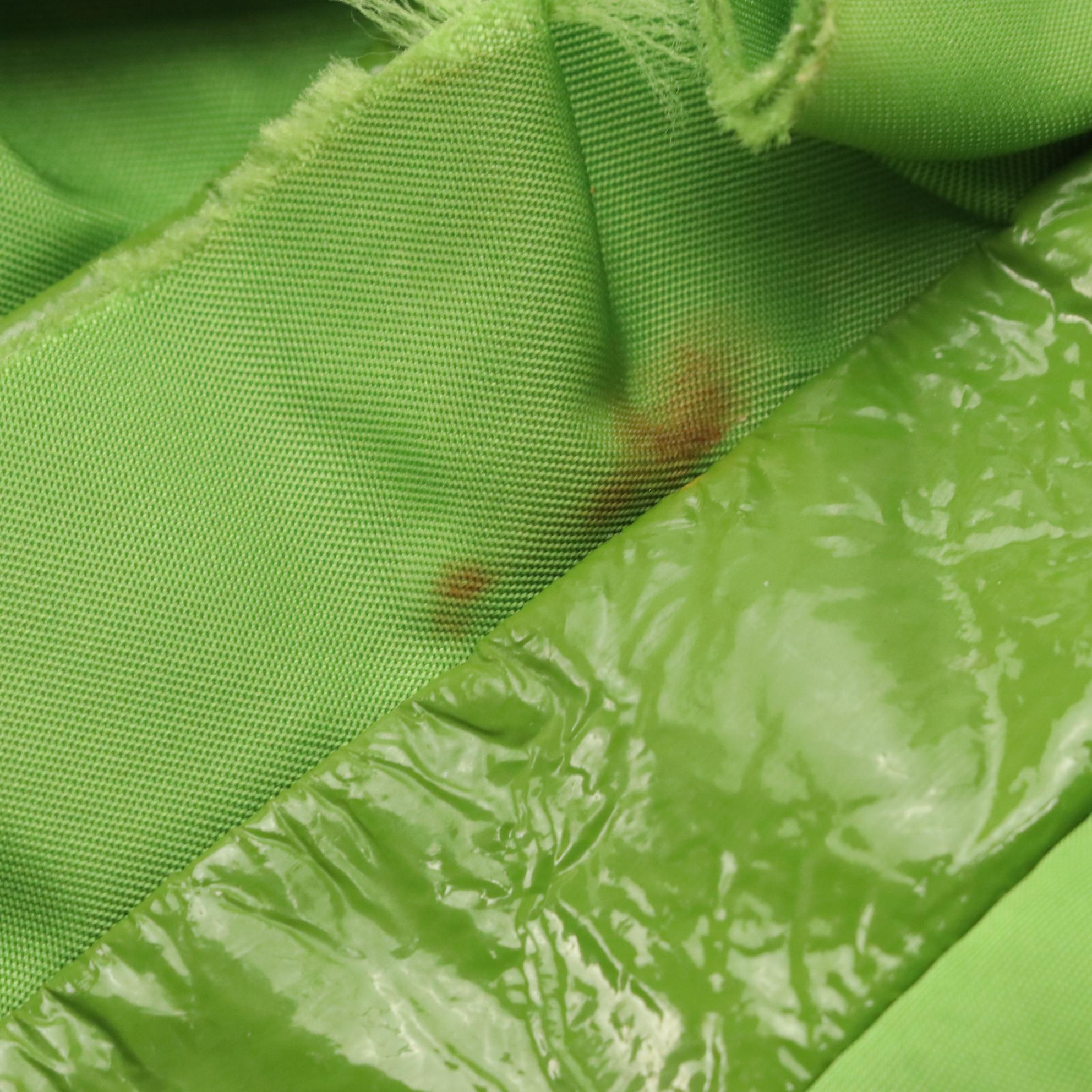 Prada Kelly Green Ruffled Tessuto and Patent Leather Top Handle Handbag