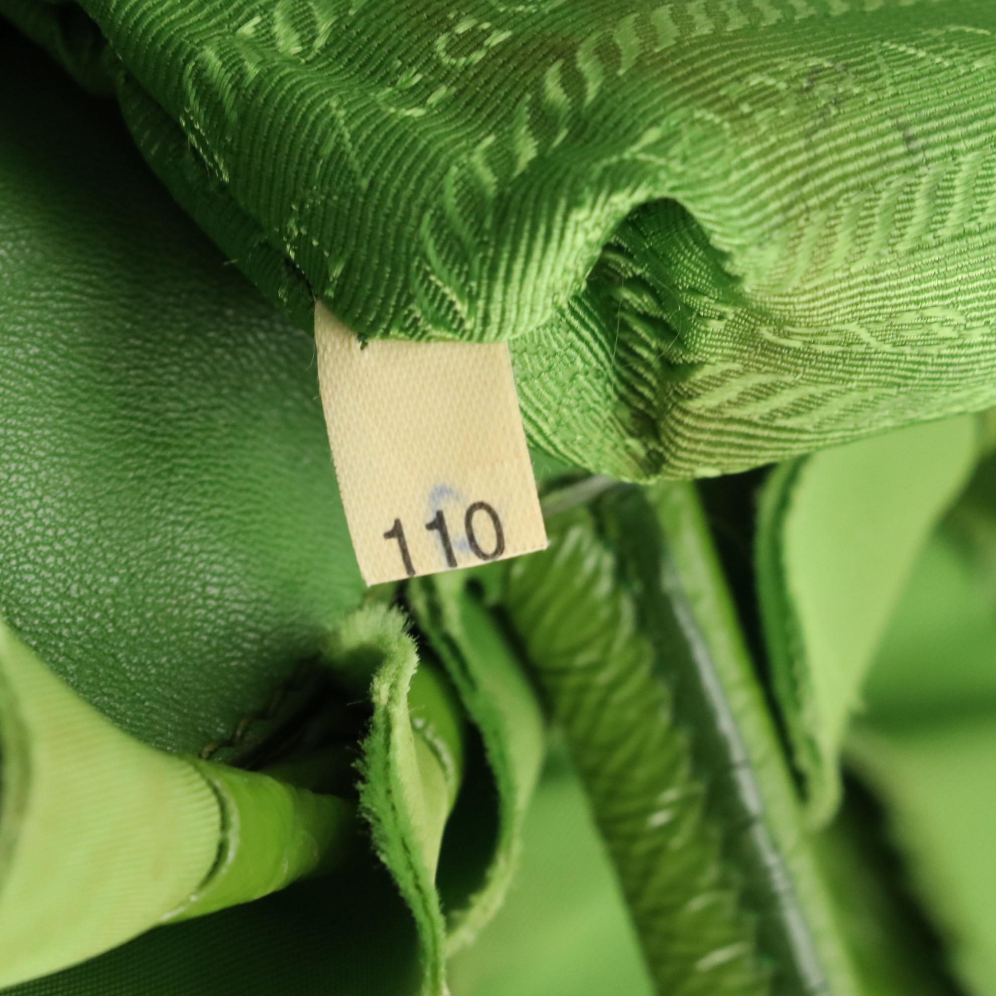 Prada Kelly Green Ruffled Tessuto and Patent Leather Top Handle Handbag