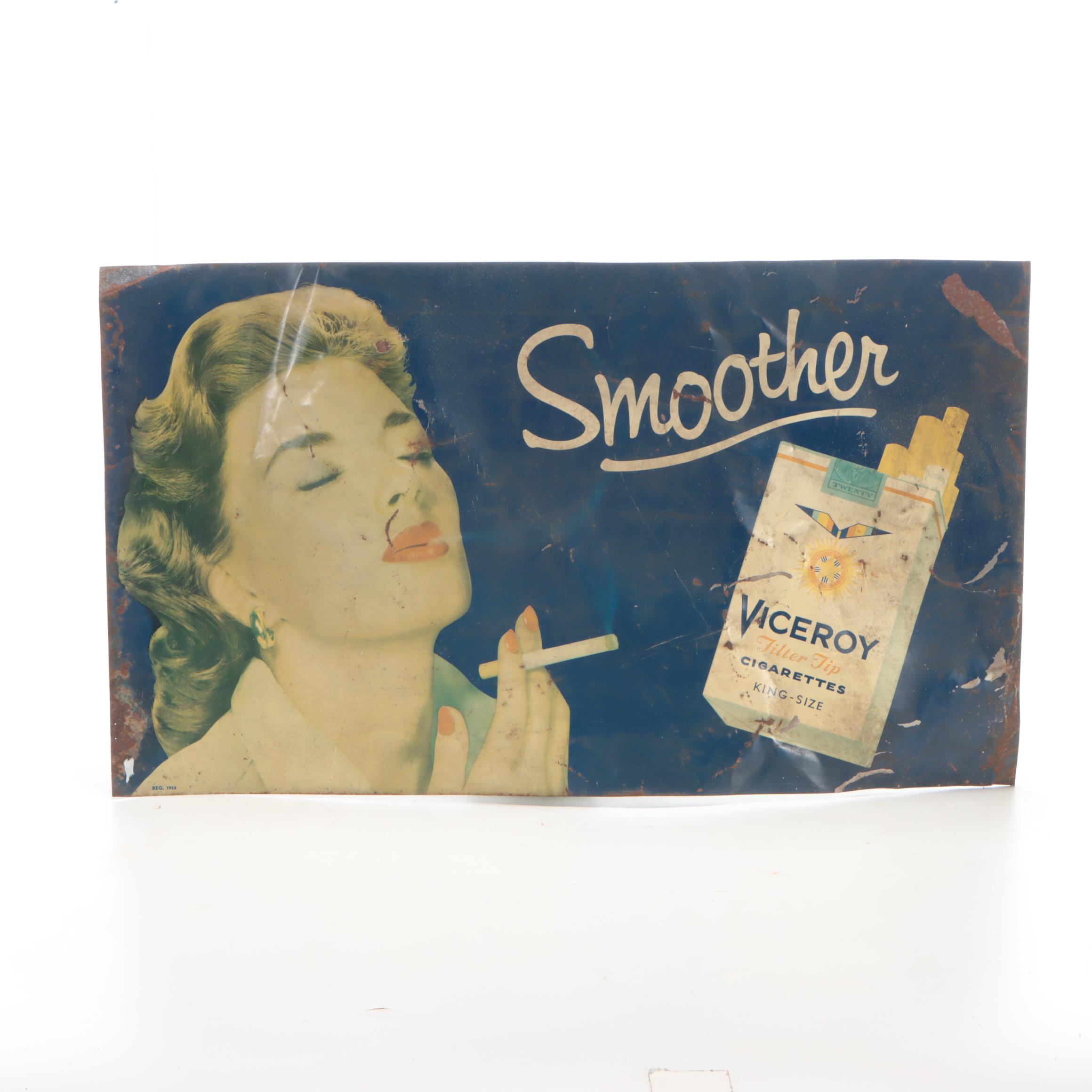 Viceroy Cigarettes Metal Advertising Sign, Mid-20th Century