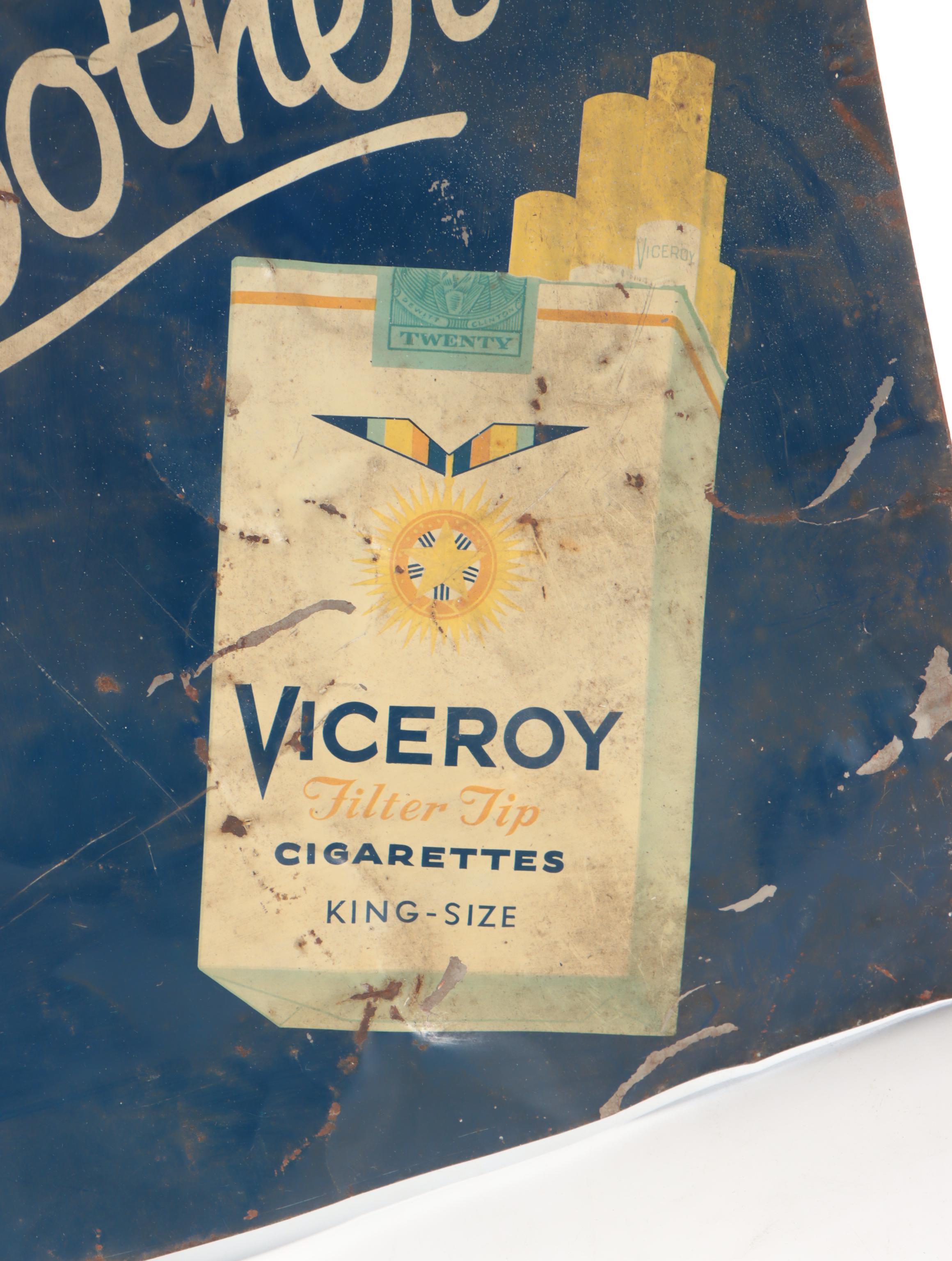 Viceroy Cigarettes Metal Advertising Sign, Mid-20th Century
