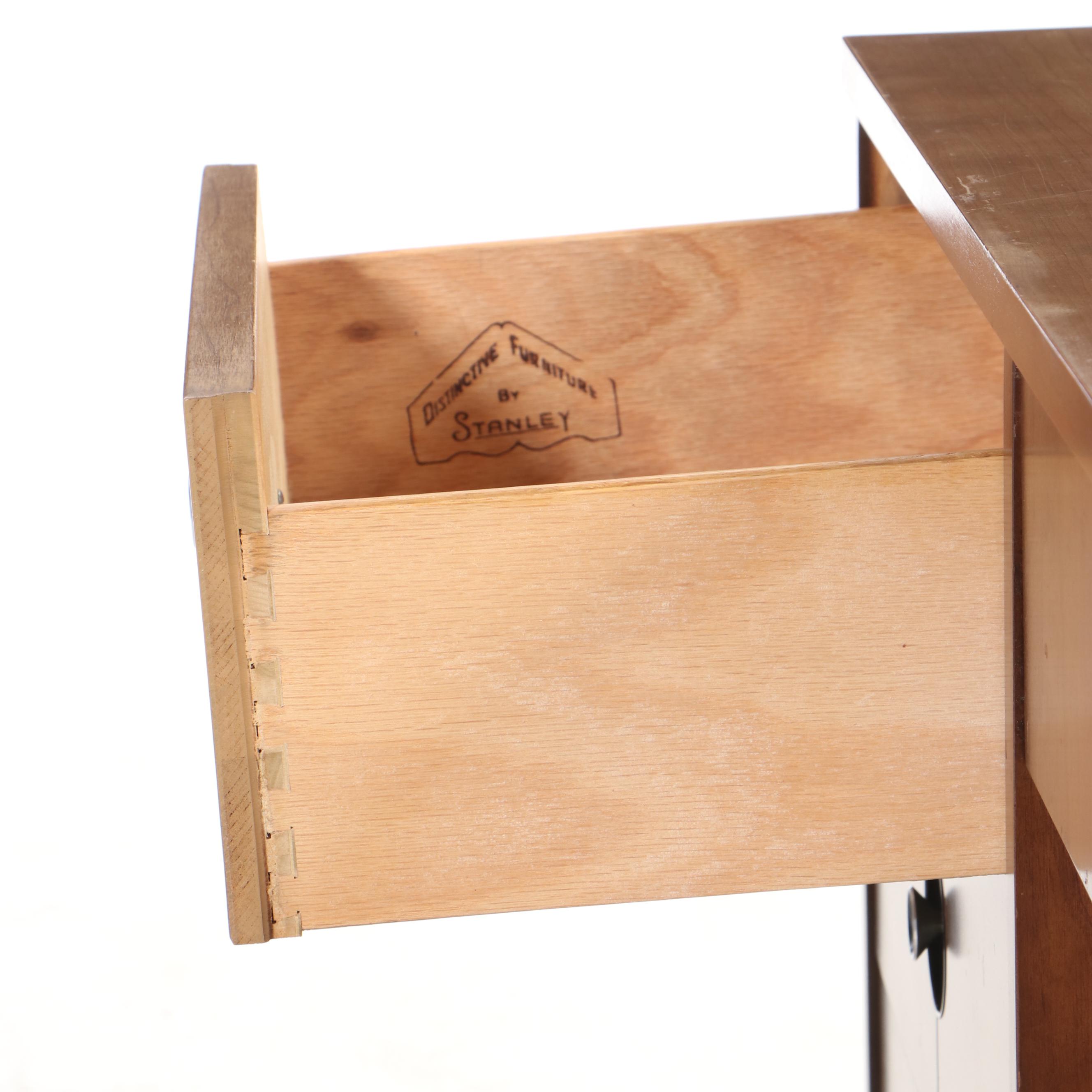 Stanley Furniture Mid Century Modern Walnut Student Desk and Chair, 1970s