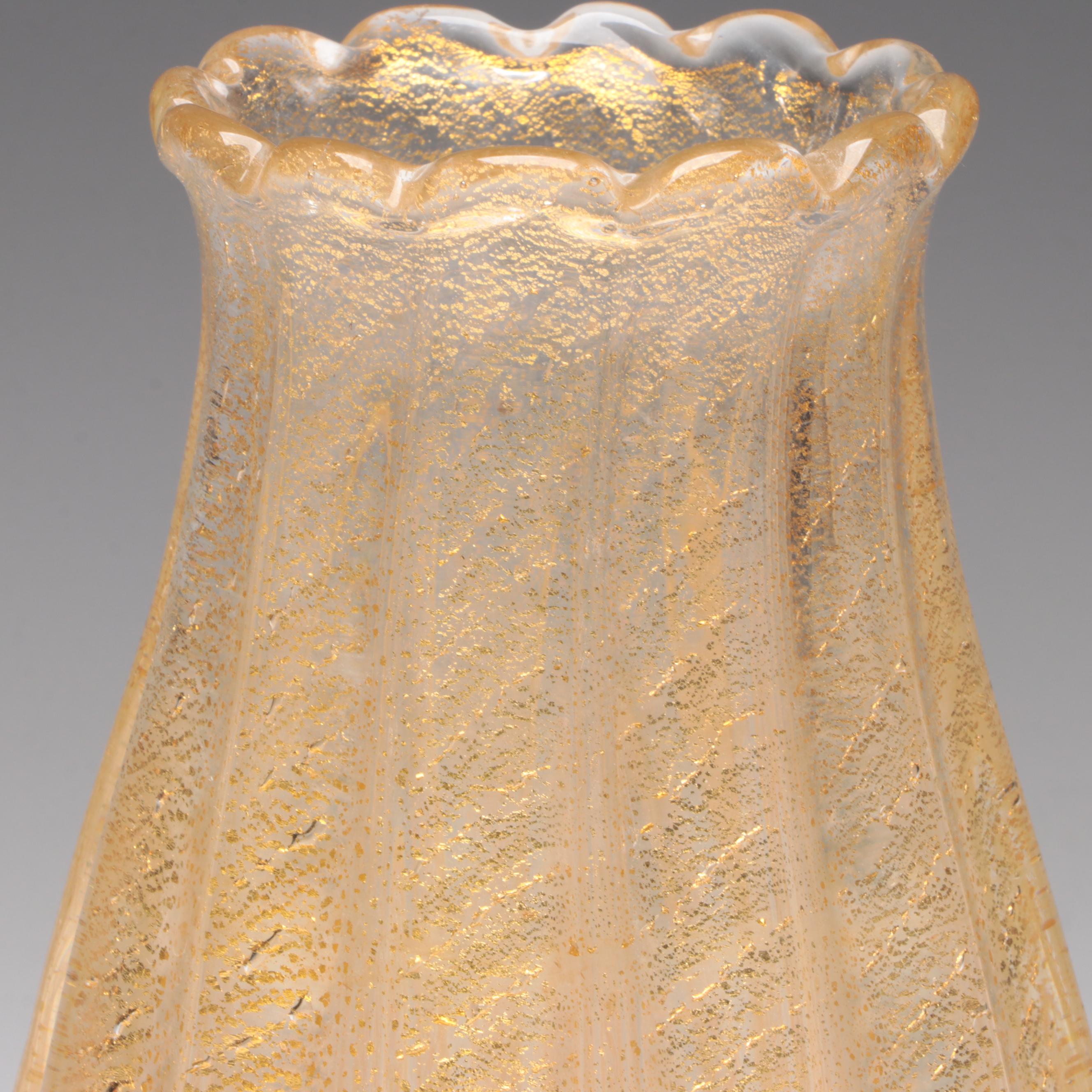 Barovier & Toso Murano Glass Cordonato d'Oro Vase