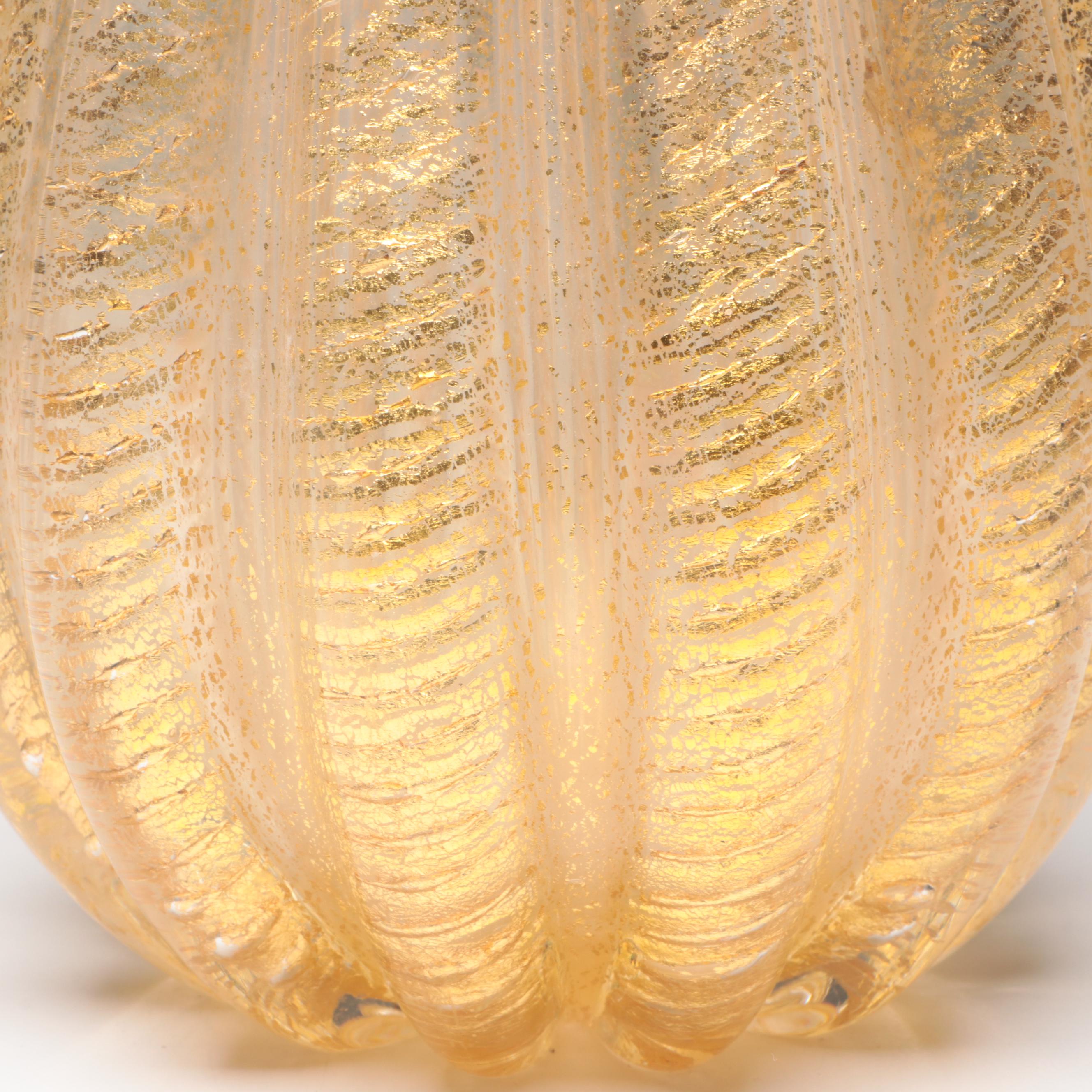 Barovier & Toso Murano Glass Cordonato d'Oro Vase