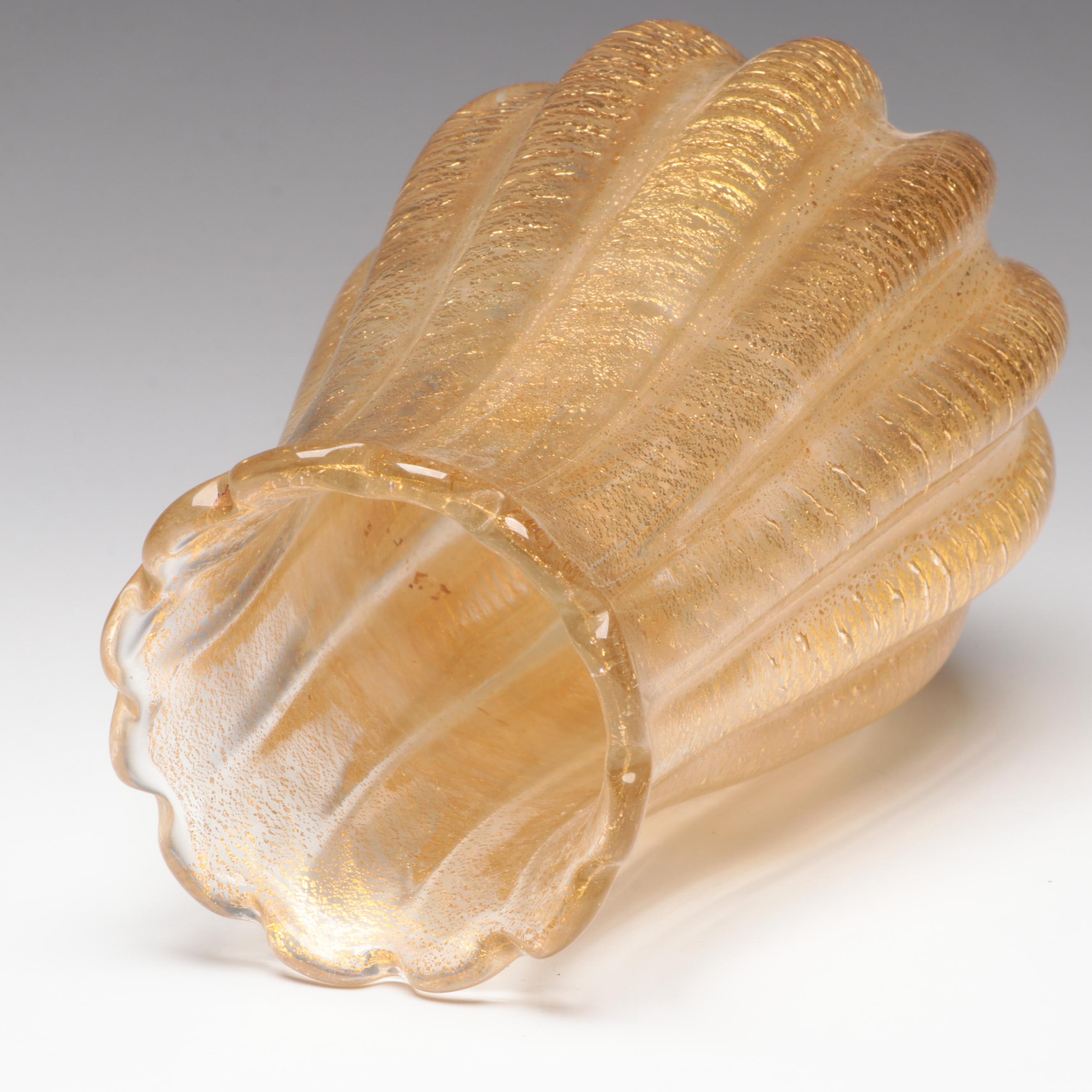 Barovier & Toso Murano Glass Cordonato d'Oro Vase