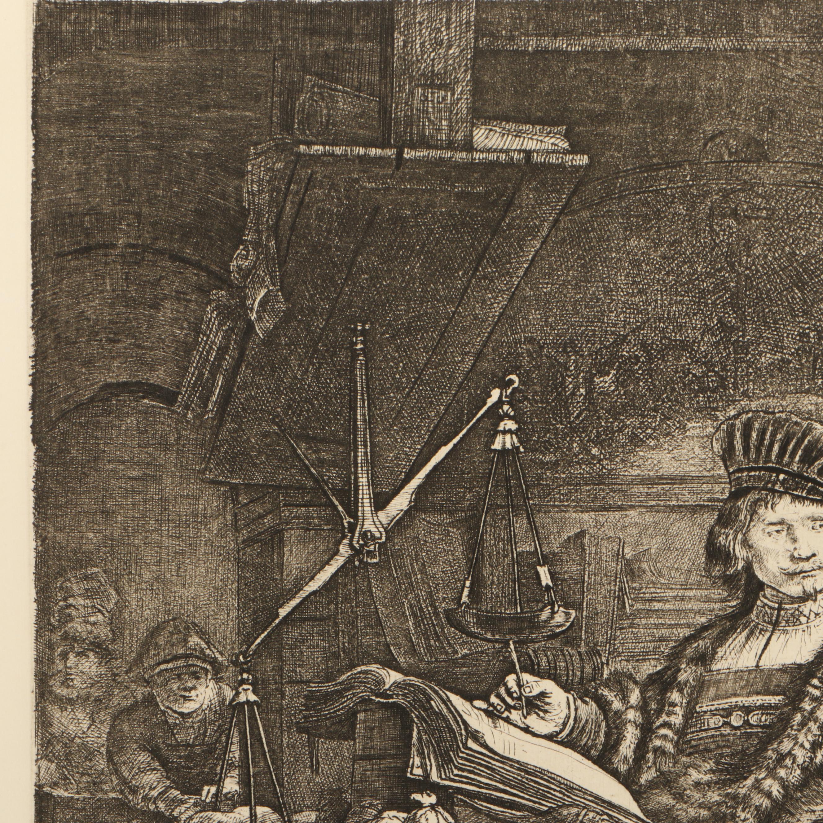 Restrike Etching after Rembrandt van Rijn "Jan Uytenbogaert, ‘The