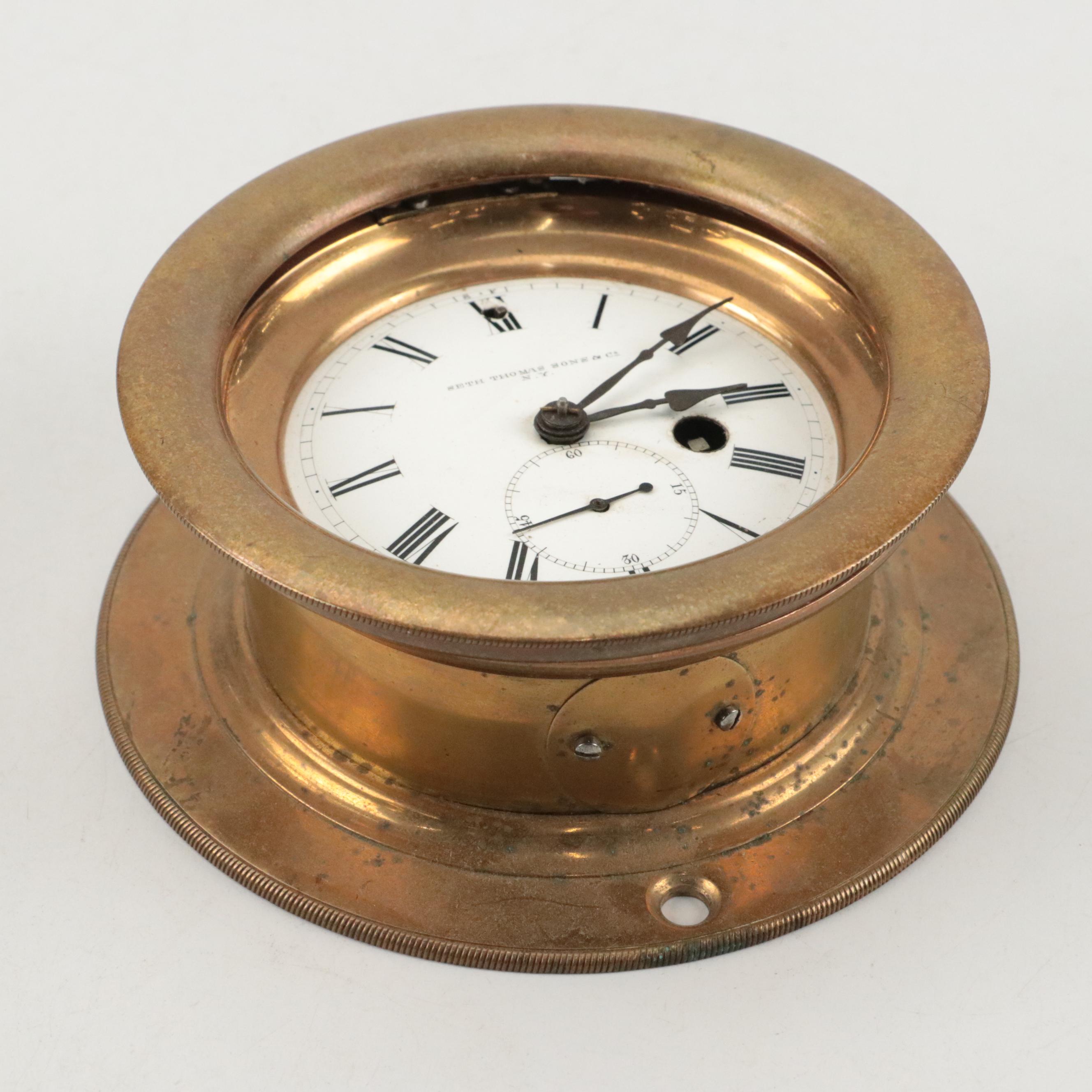 Seth Thomas Sons & Co. Brass Maritime Clock, Early 20th Century