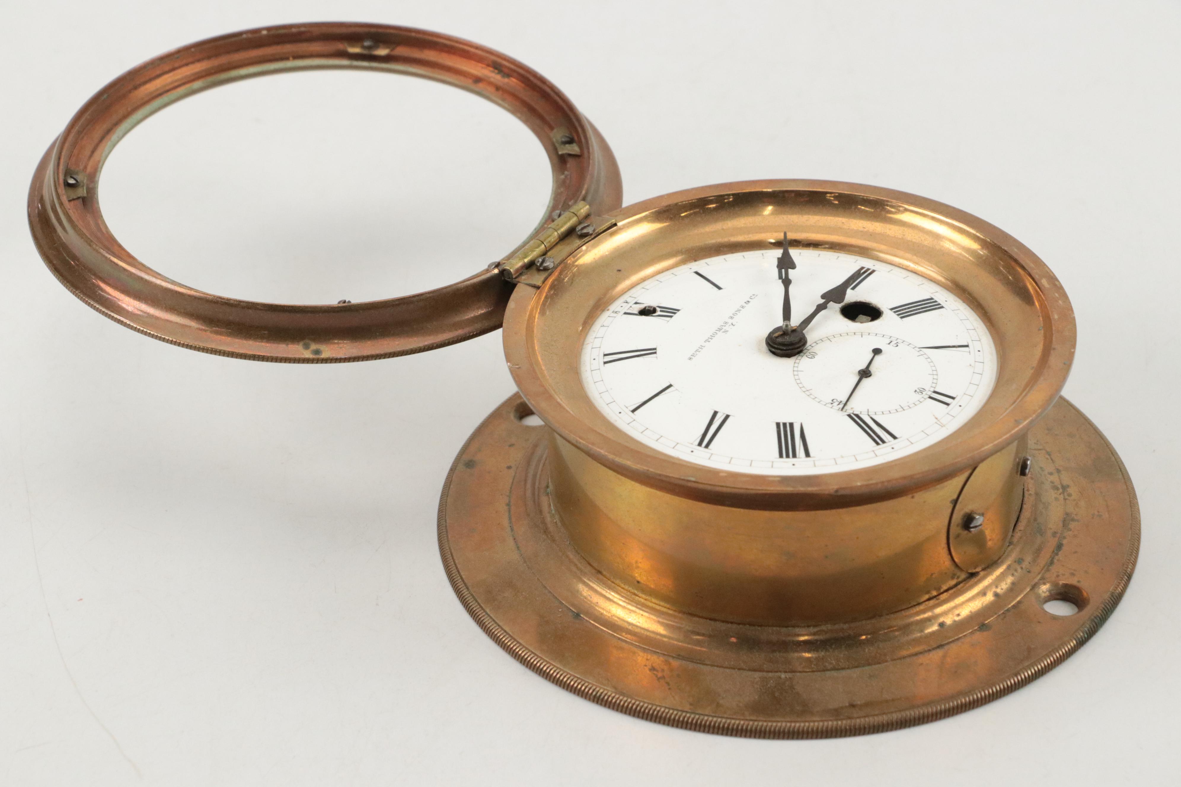 Seth Thomas Sons & Co. Brass Maritime Clock, Early 20th Century