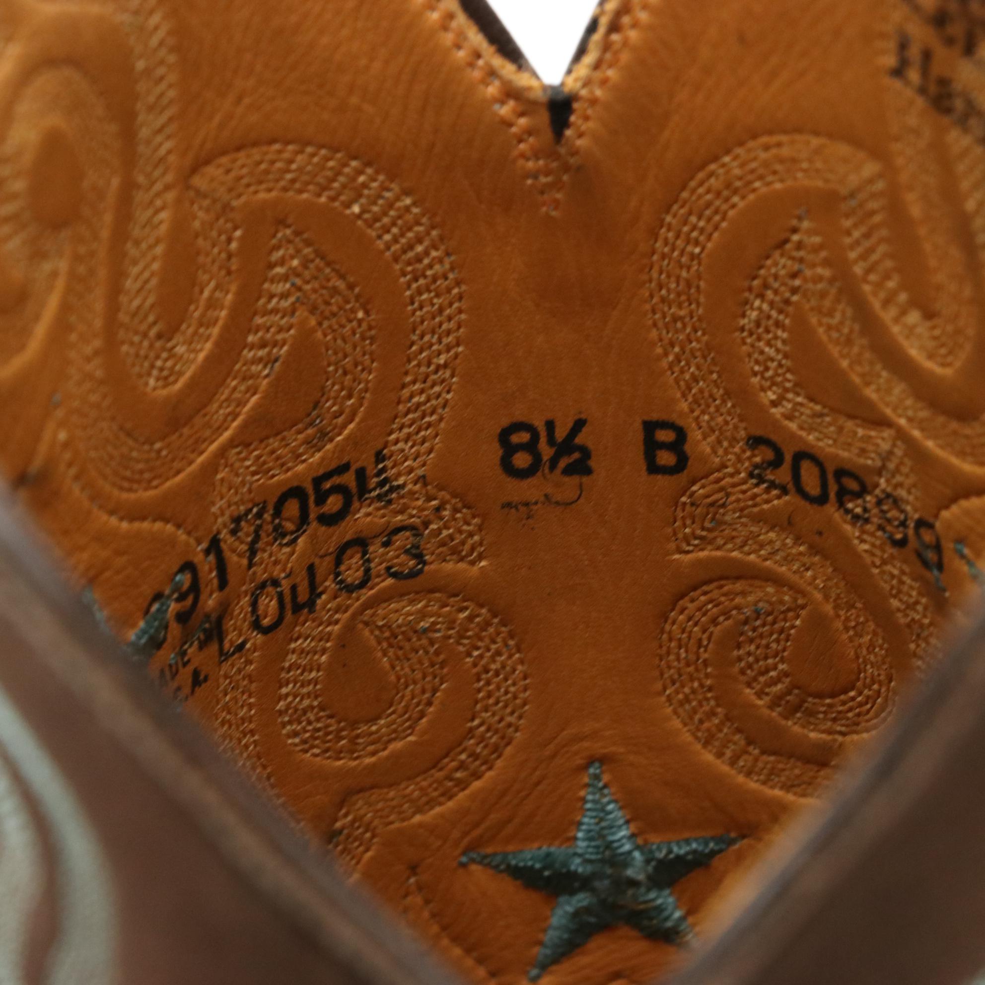 Lucchese Handmade Embroidered Ostrich Skin and Leather Snip-Toe Western Boots