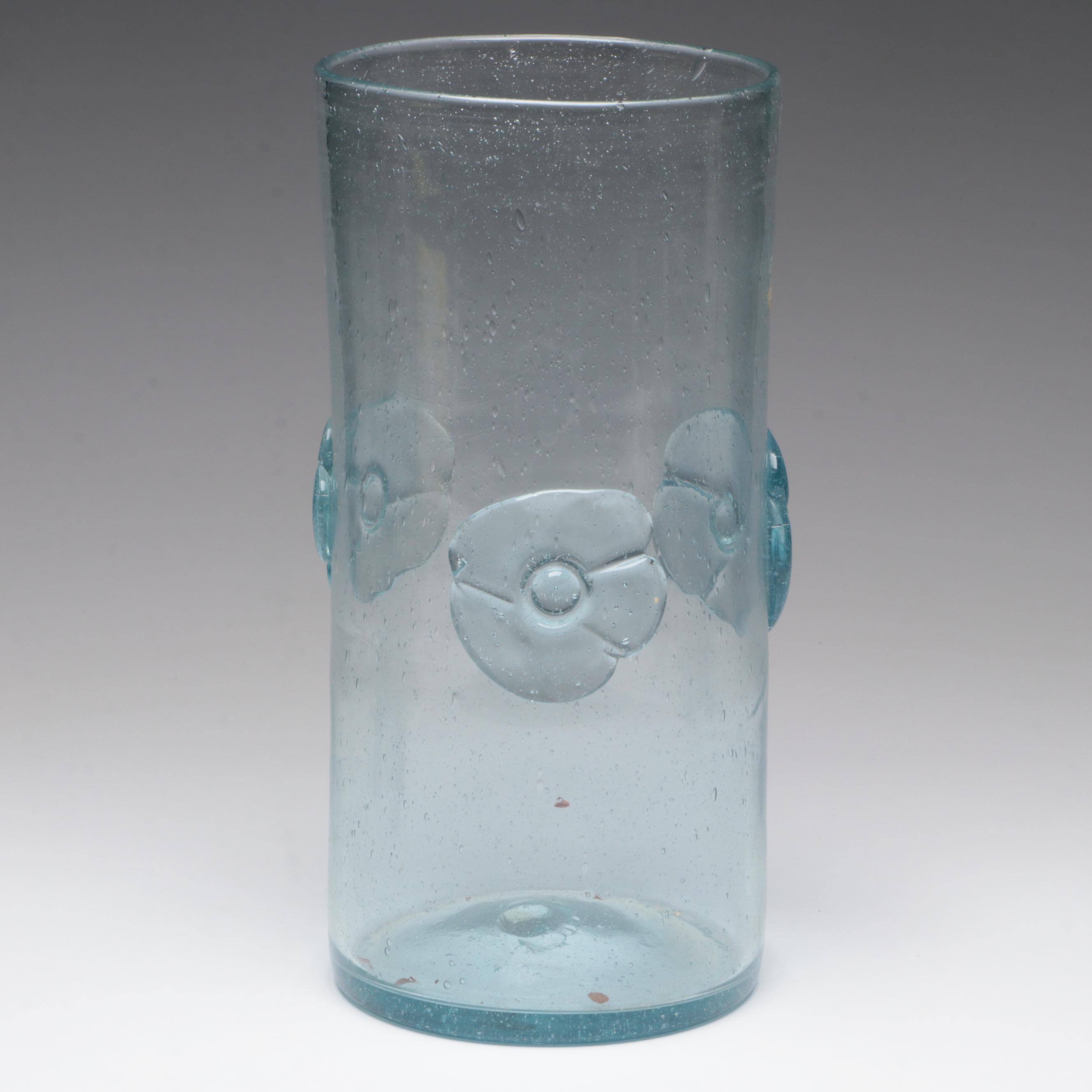 Blown Glass Vase with Applied Floral Decoration and More