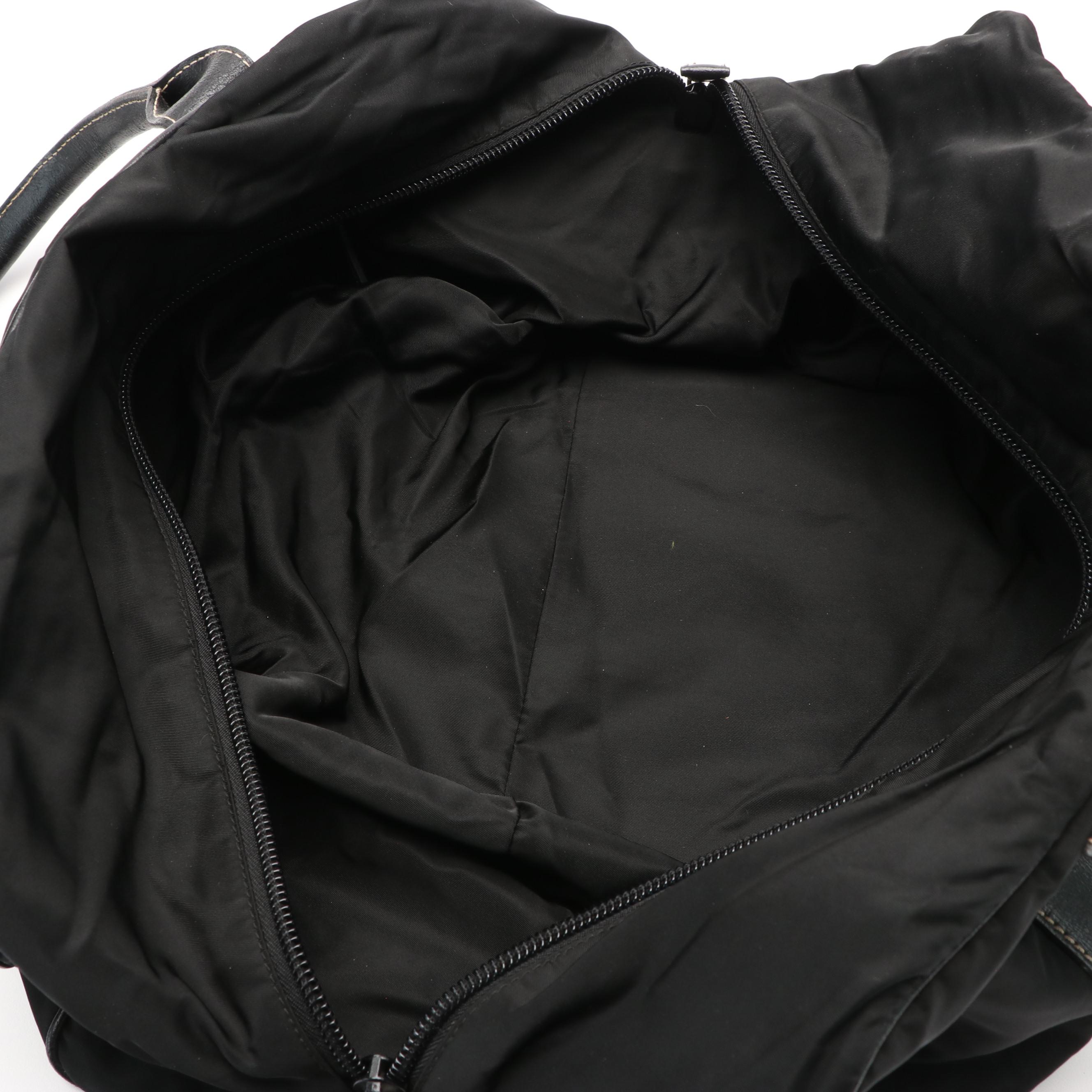 Prada Tessuto with Leather Weekender Tote Bag