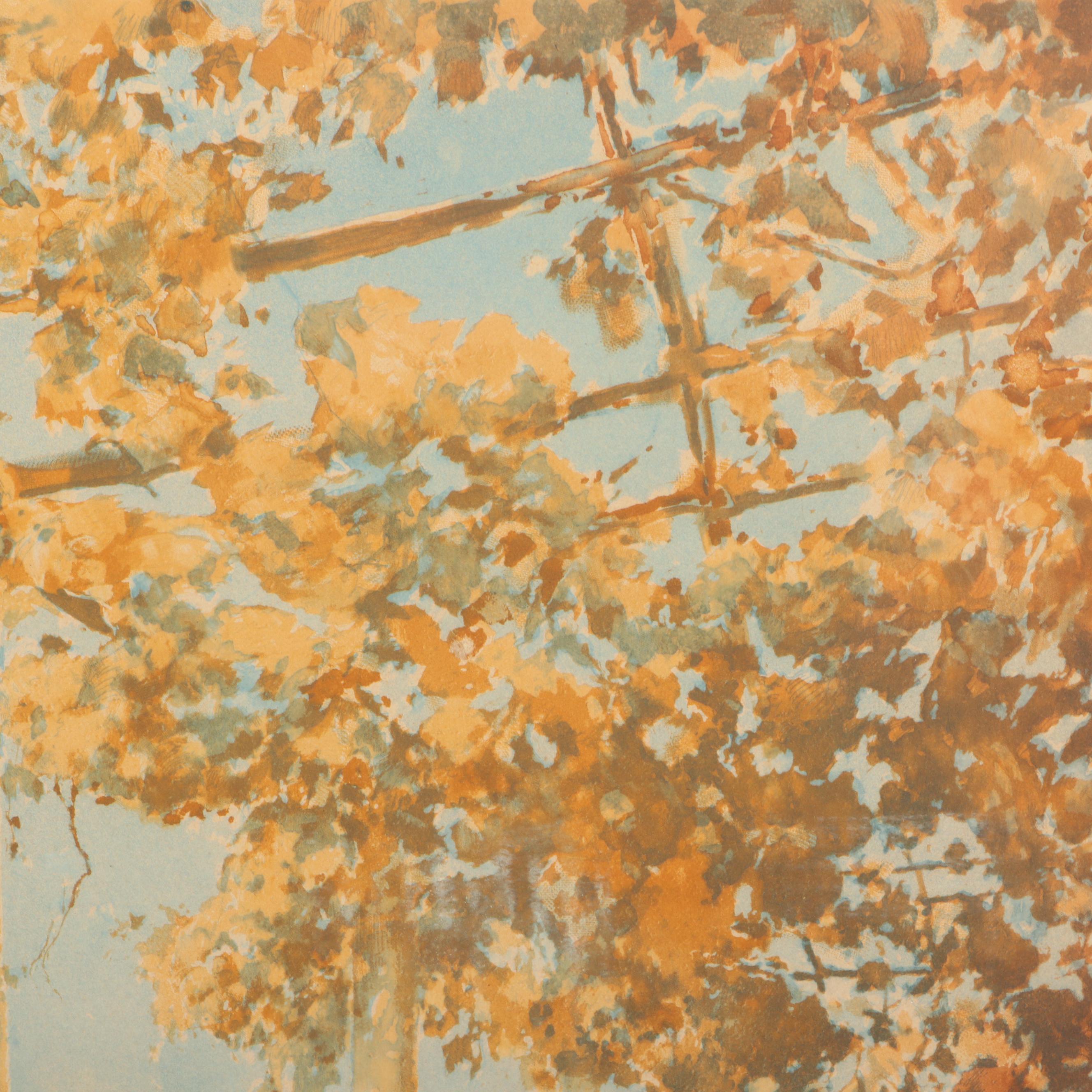 Paul Emil Lecomte Watercolor Painting of Palisade Overlooking the Mediterranean