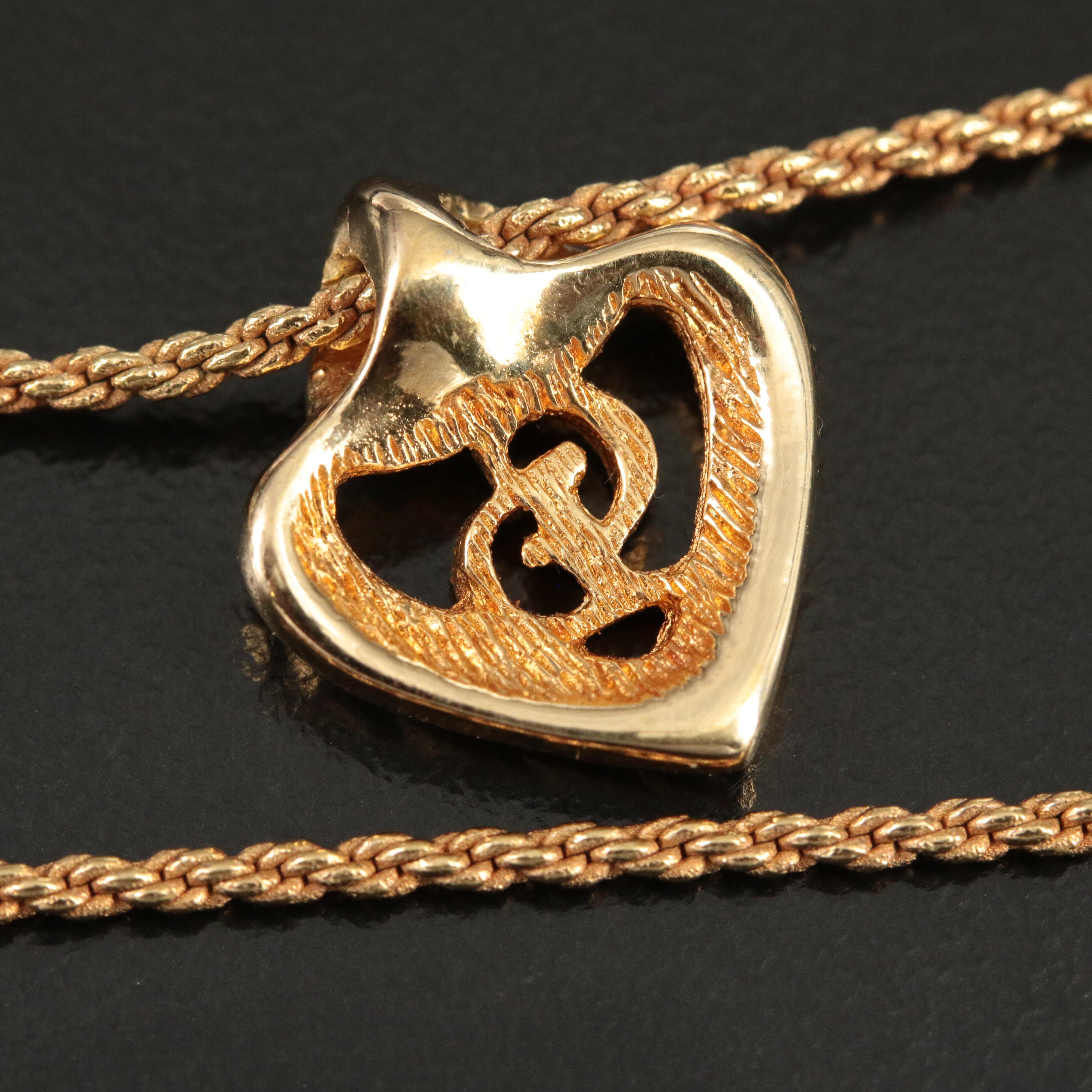 Christian Dior Logo Heart Pendant Necklace