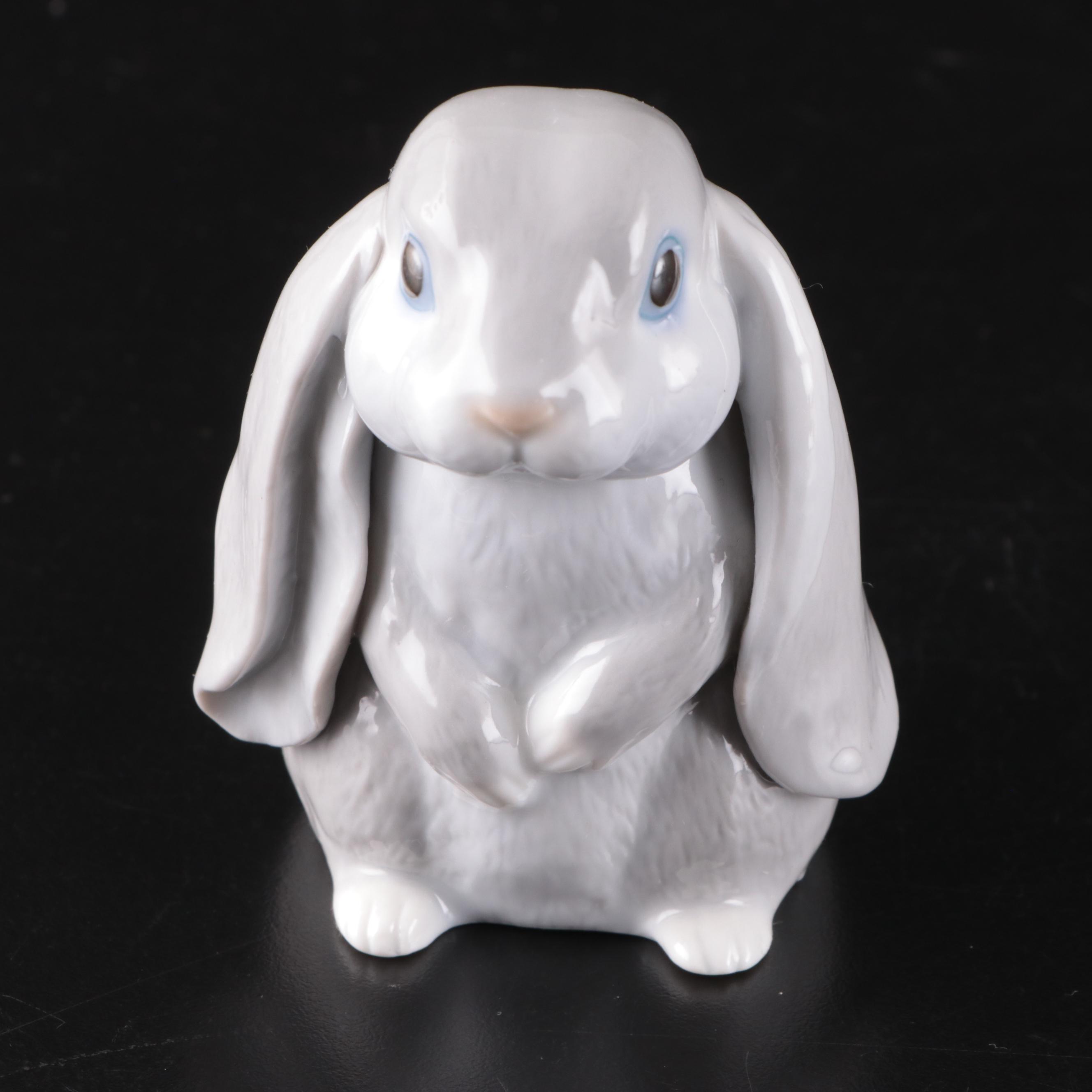 The Potting Shed Rabbits and Bear Figurines with Other Blue and White