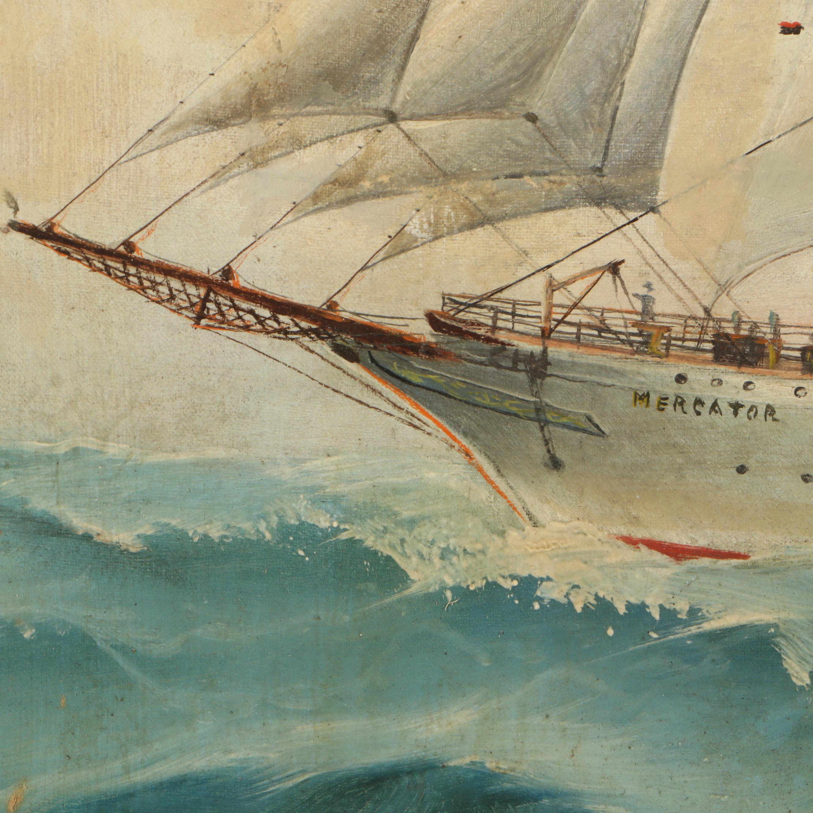 Maritime Oil Painting of Sailing Ship