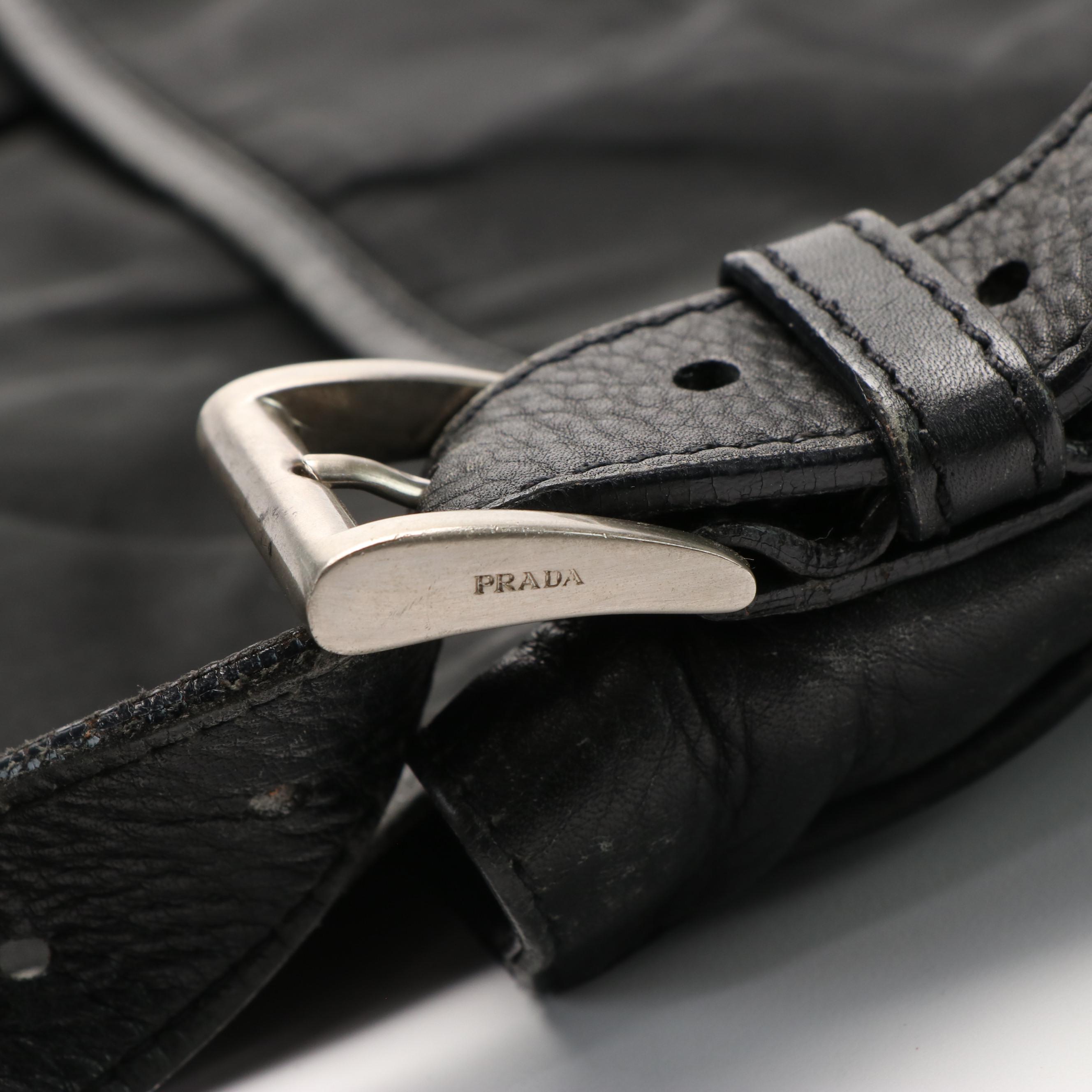 Prada Tessuto Black Nylon Leather Messenger Bag