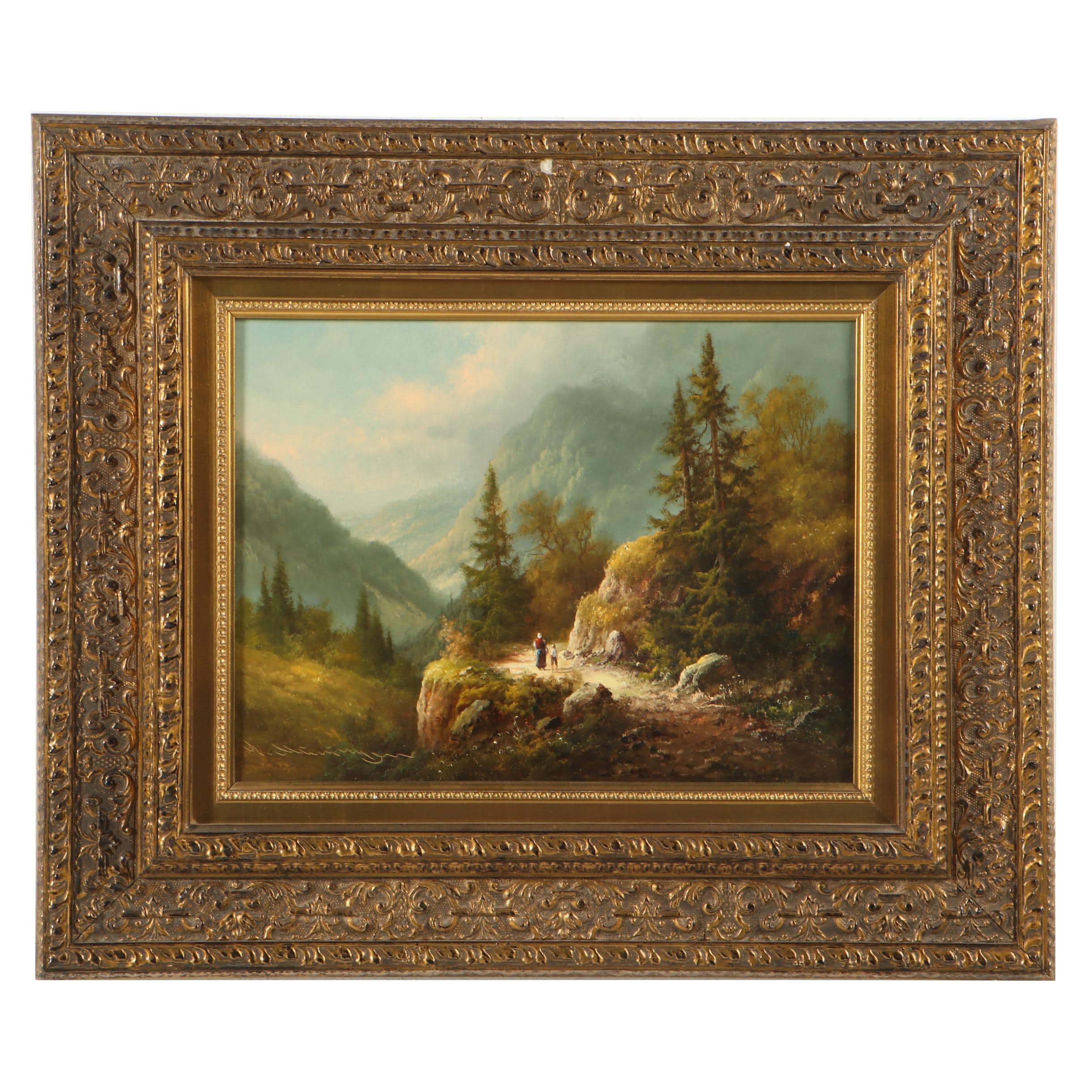 Ludwig Muninger Landscape Oil Painting, Late 20th Century