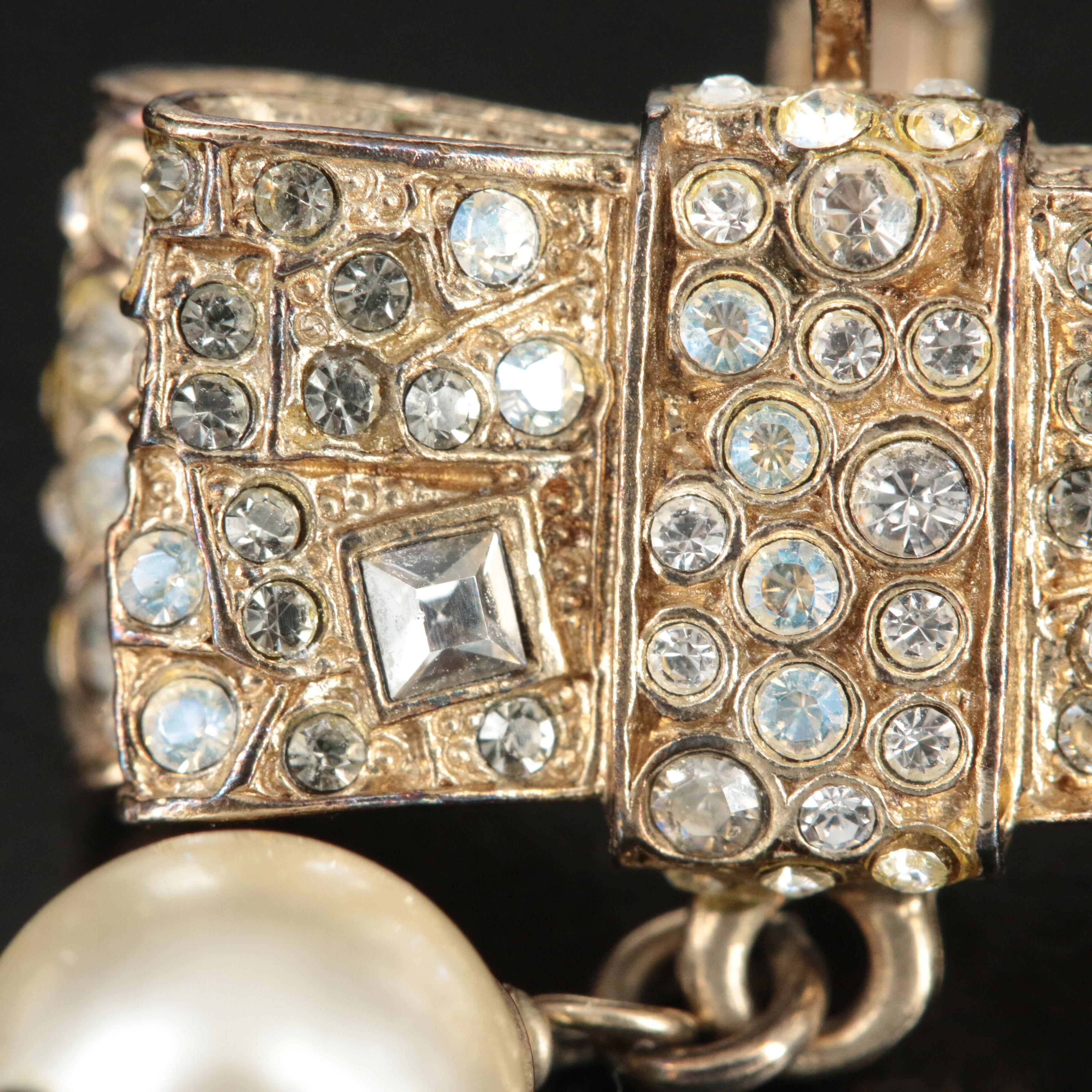 Chanel Faux Pearl and Crystal Bow Earrings Fall 2013 Collection