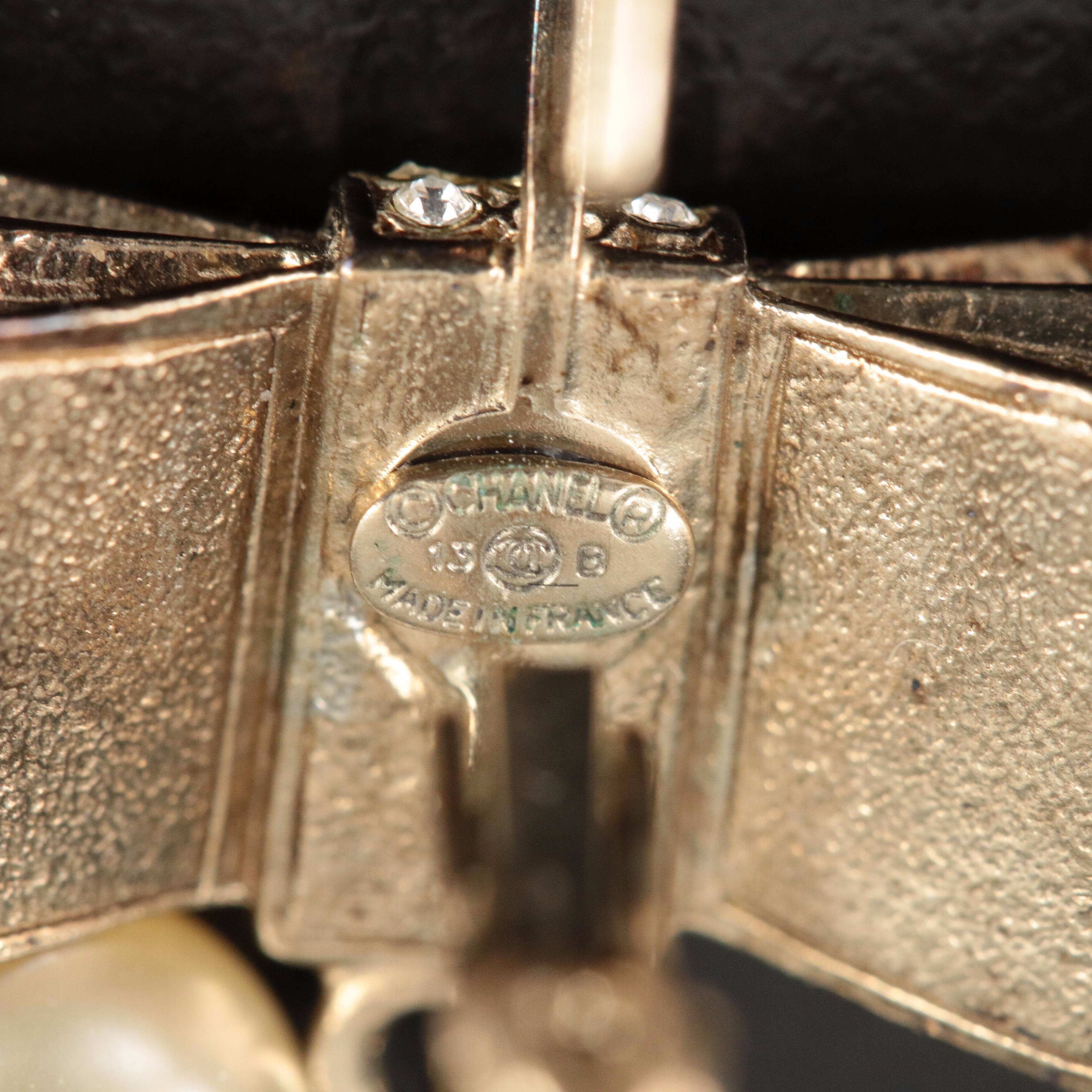 Chanel Faux Pearl and Crystal Bow Earrings Fall 2013 Collection