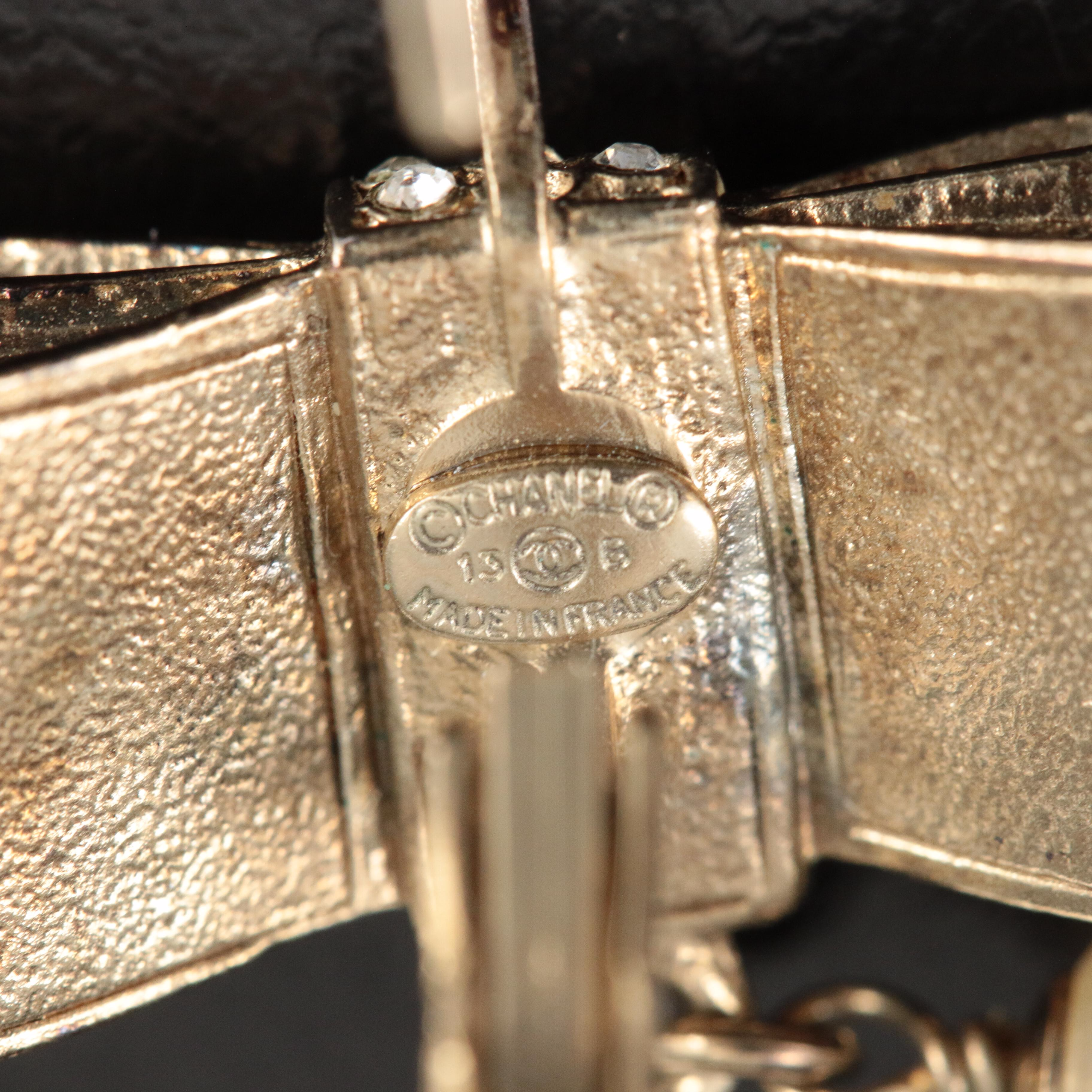 Chanel Faux Pearl and Crystal Bow Earrings Fall 2013 Collection