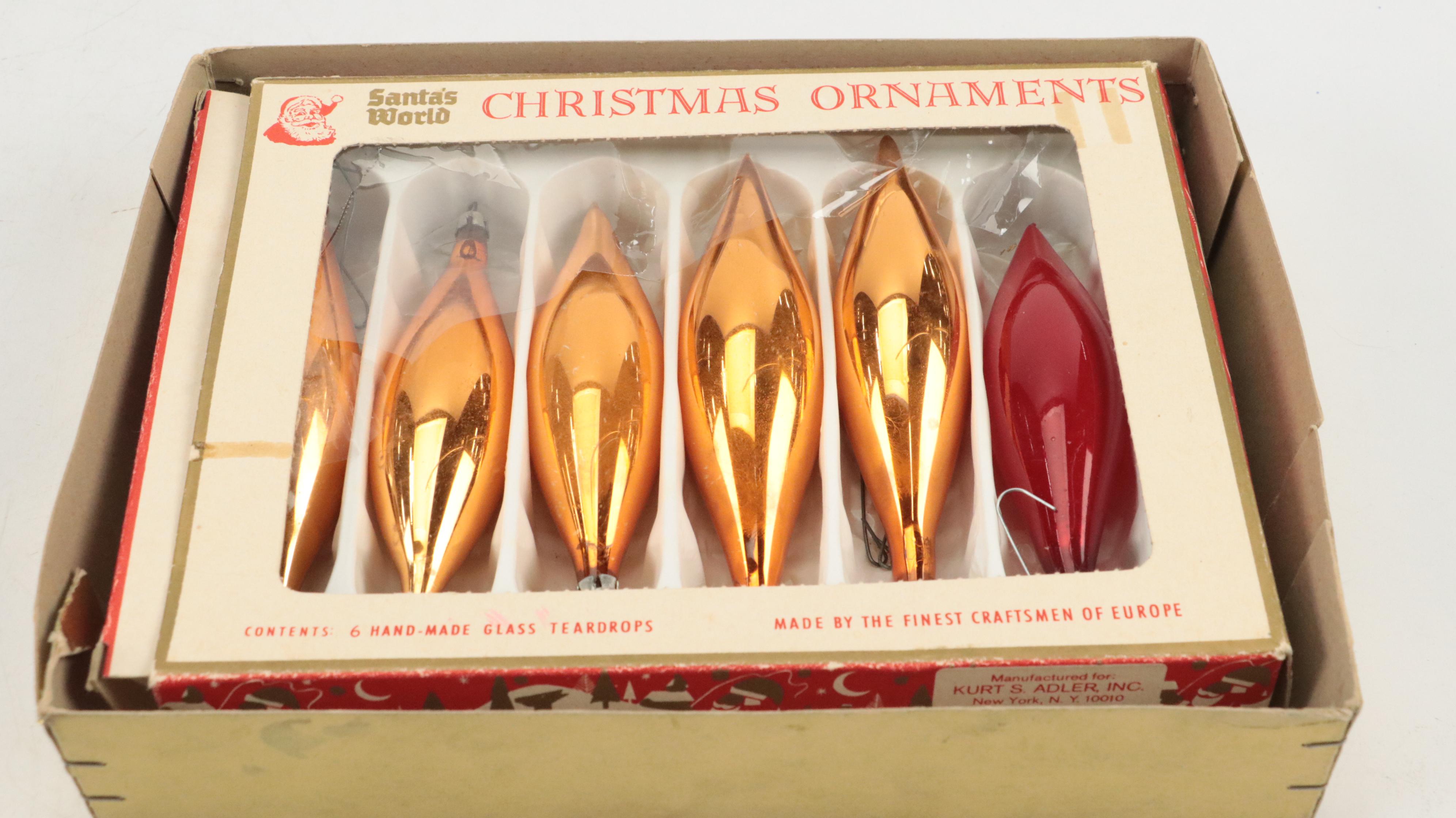 Sears The Imperial Collection Glass Christmas Tree Ornaments and Others, Vintage