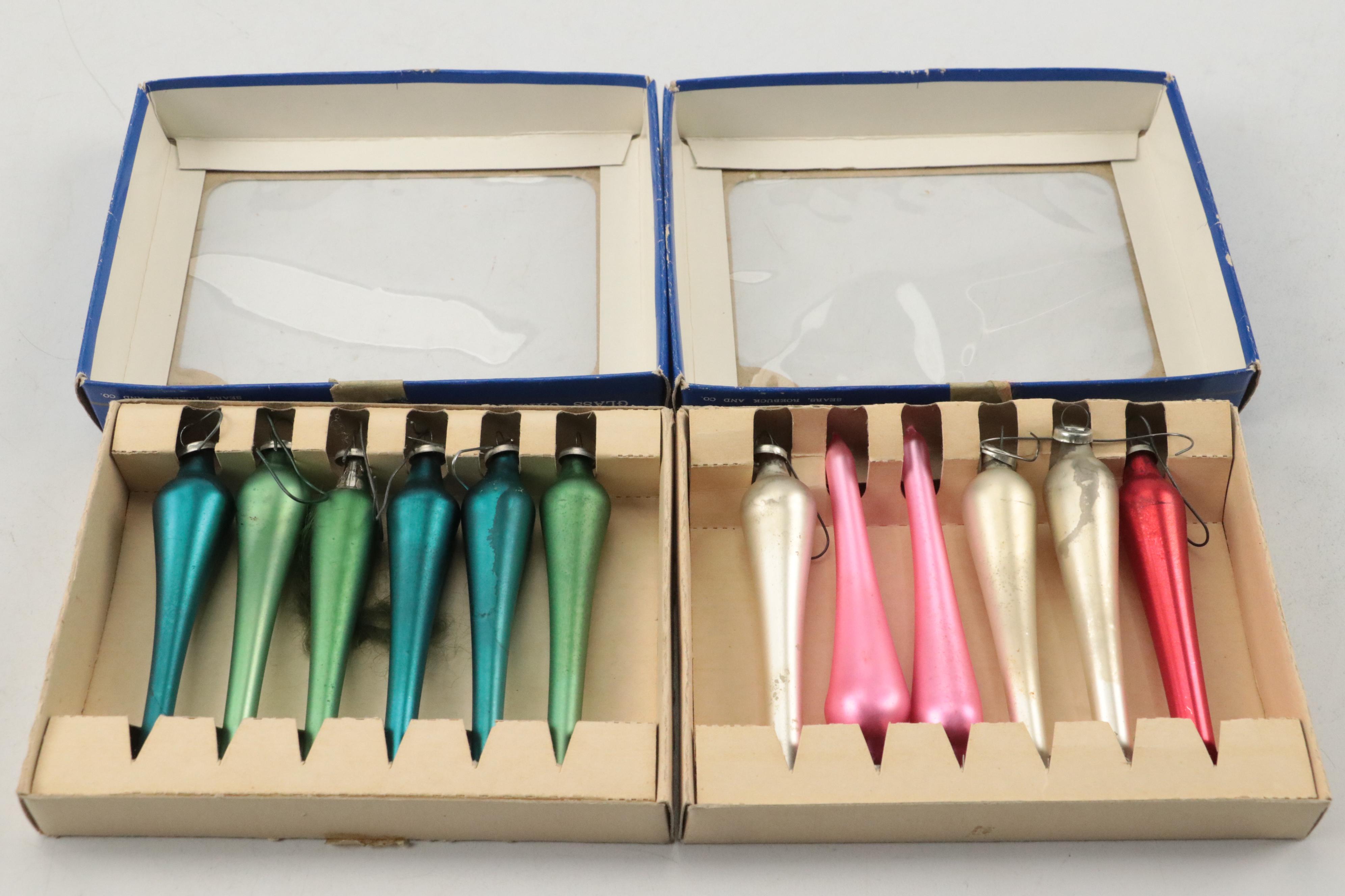 Sears The Imperial Collection Glass Christmas Tree Ornaments and Others, Vintage