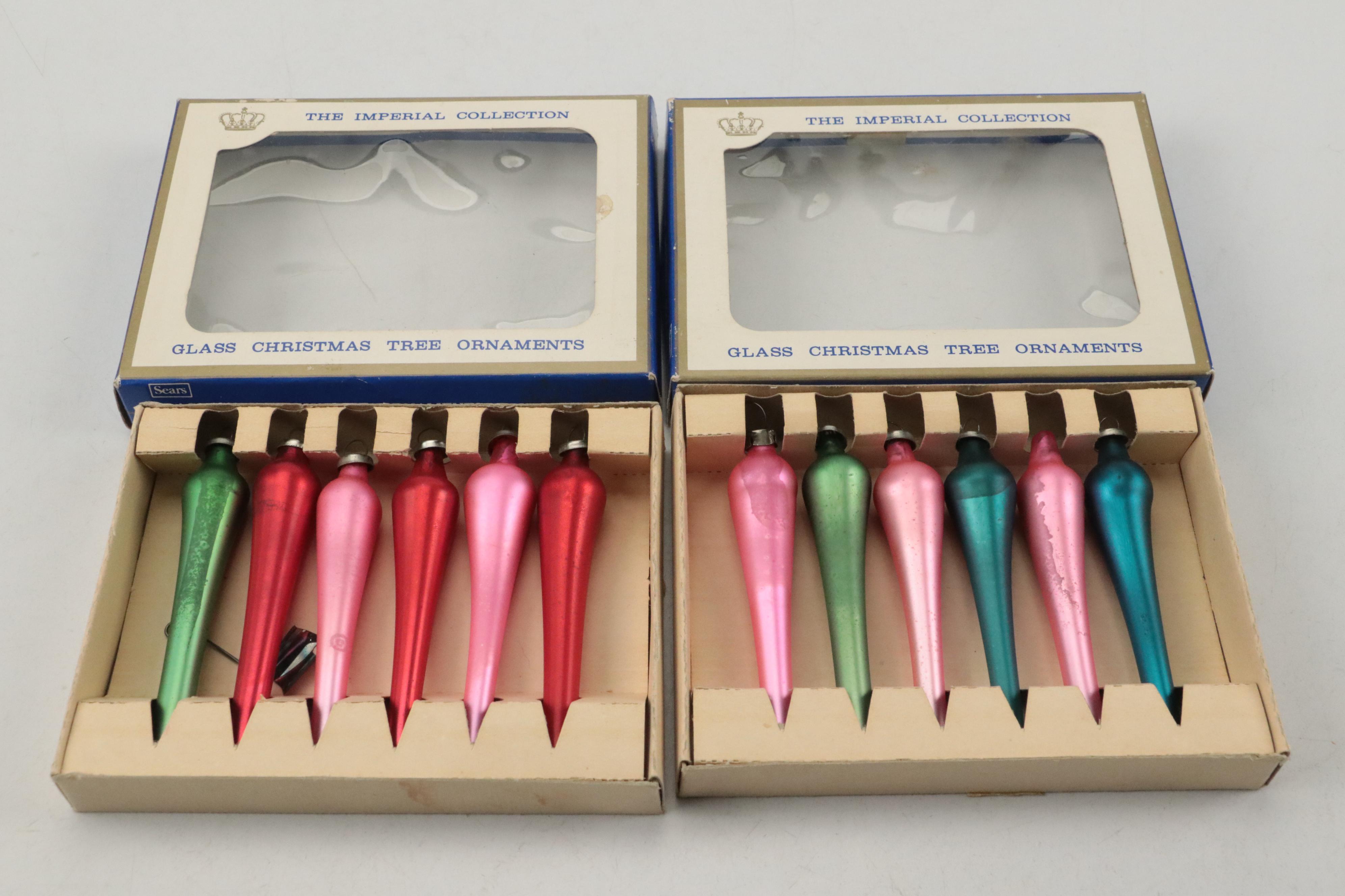 Sears The Imperial Collection Glass Christmas Tree Ornaments and Others, Vintage