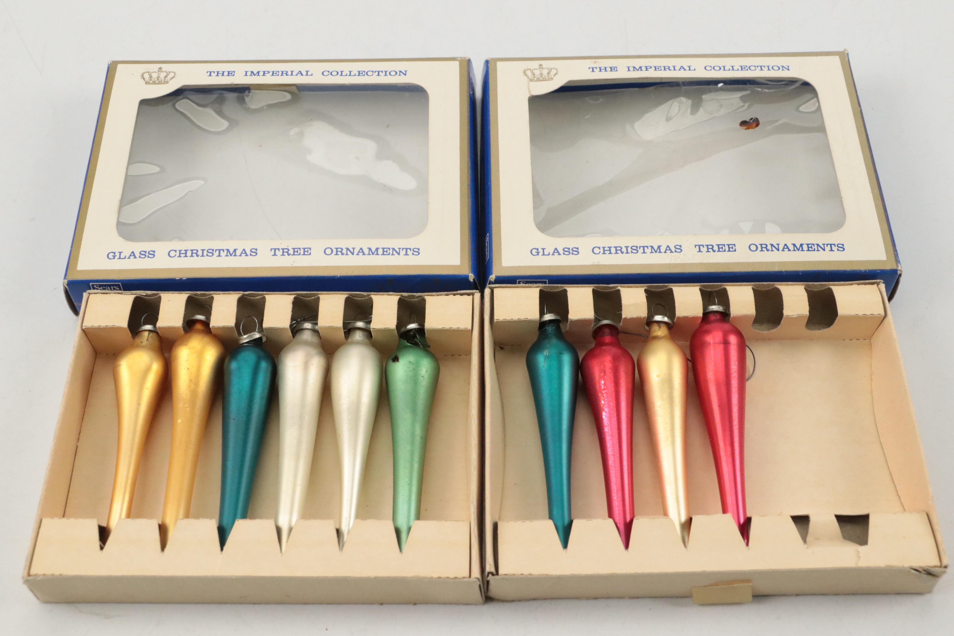 Sears The Imperial Collection Glass Christmas Tree Ornaments and Others, Vintage