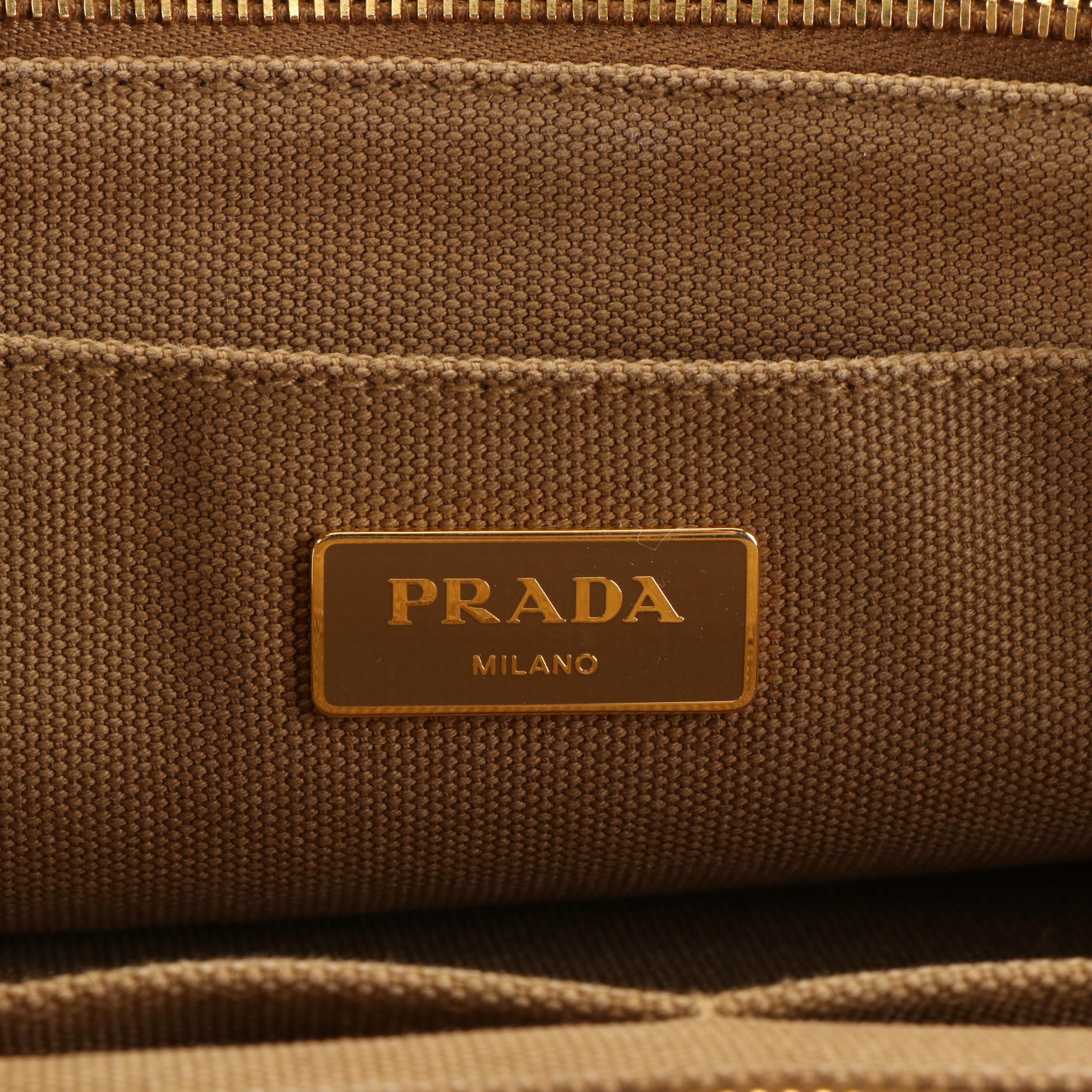 Prada Bijoux Canapa Tote in Brown Canvas