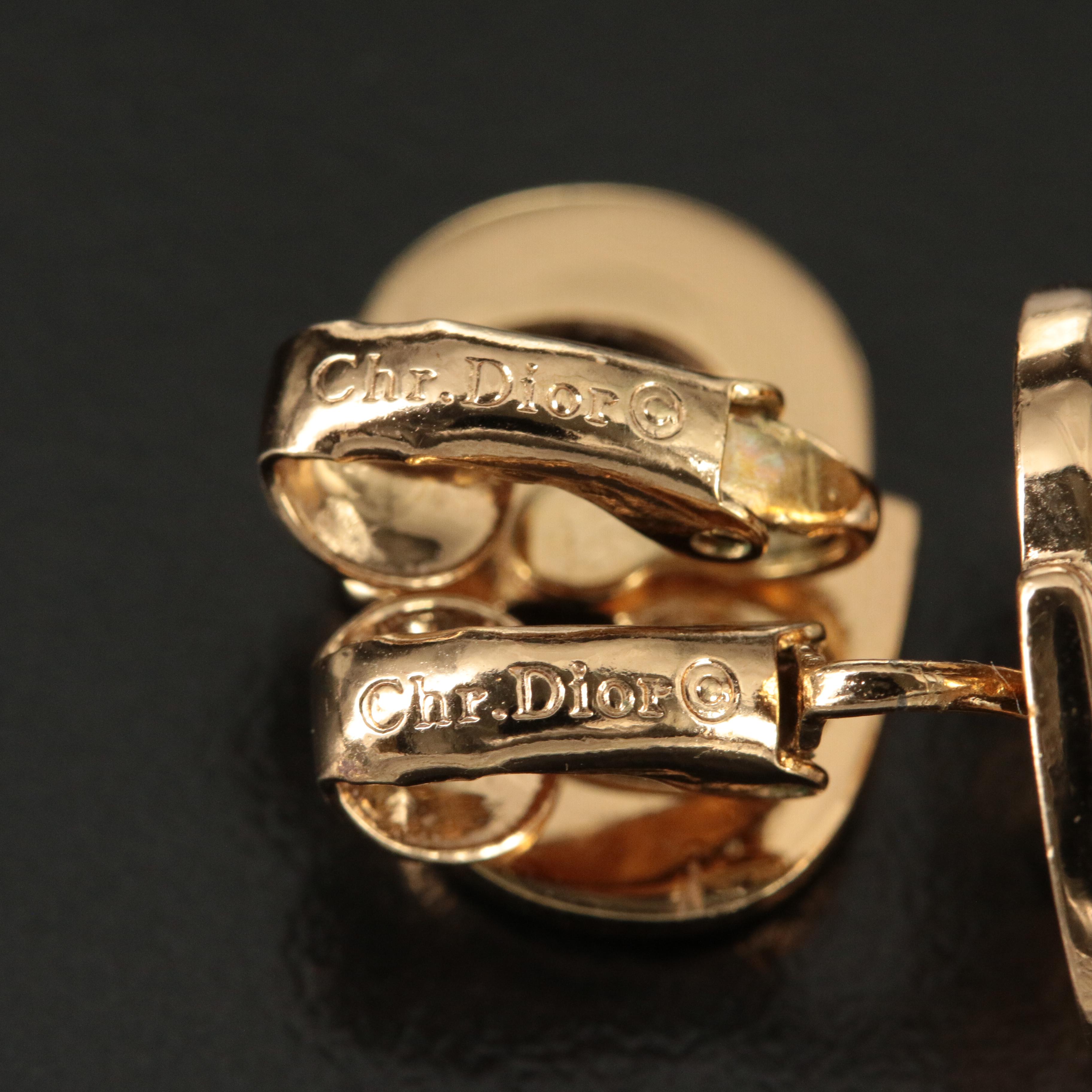 Christian Dior Logo Clip Earrings