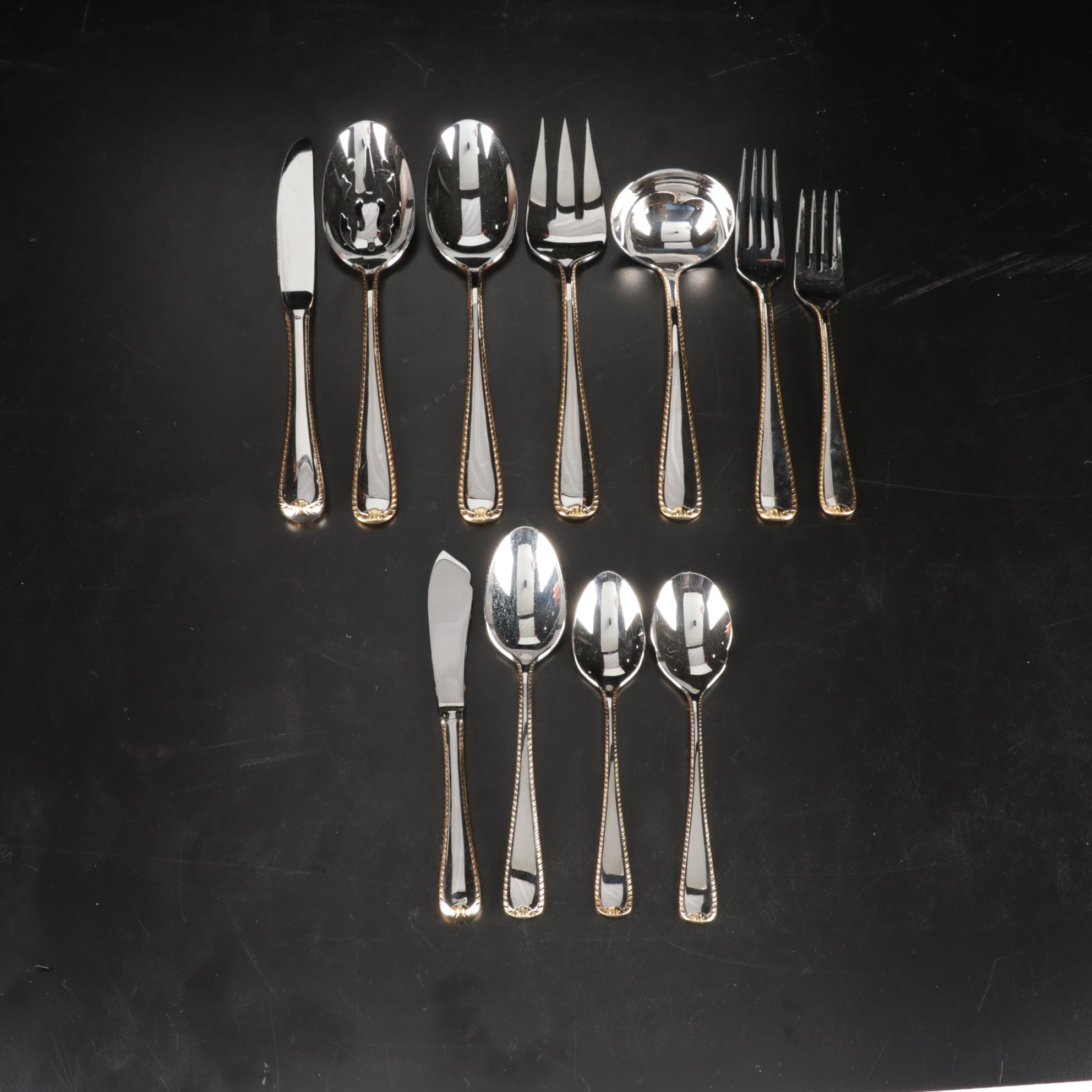 Gorham Silver "Golden Ribbon Edge" Stainless Steel Flatware, 19822021