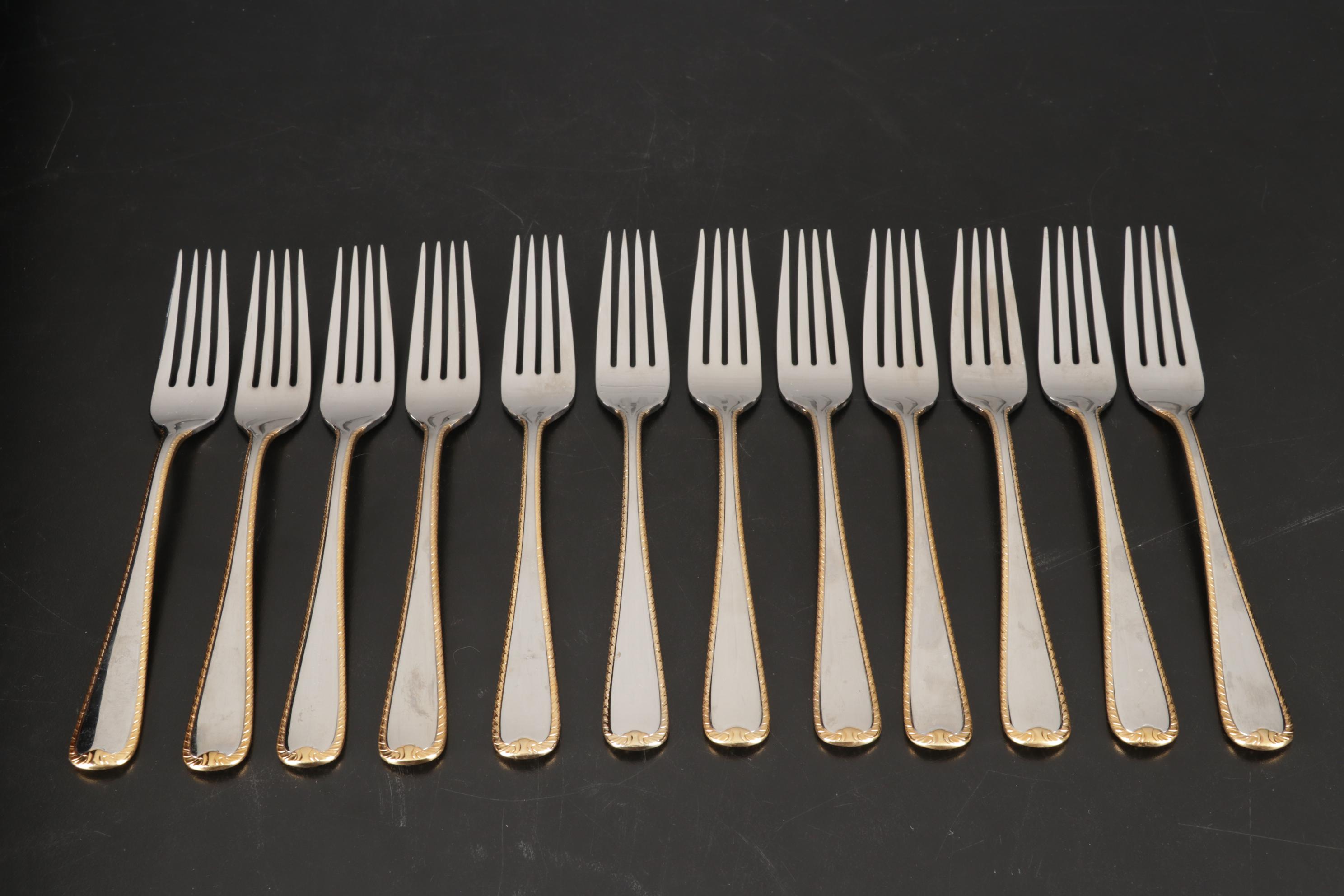 Gorham Silver "Golden Ribbon Edge" Stainless Steel Flatware, 19822021