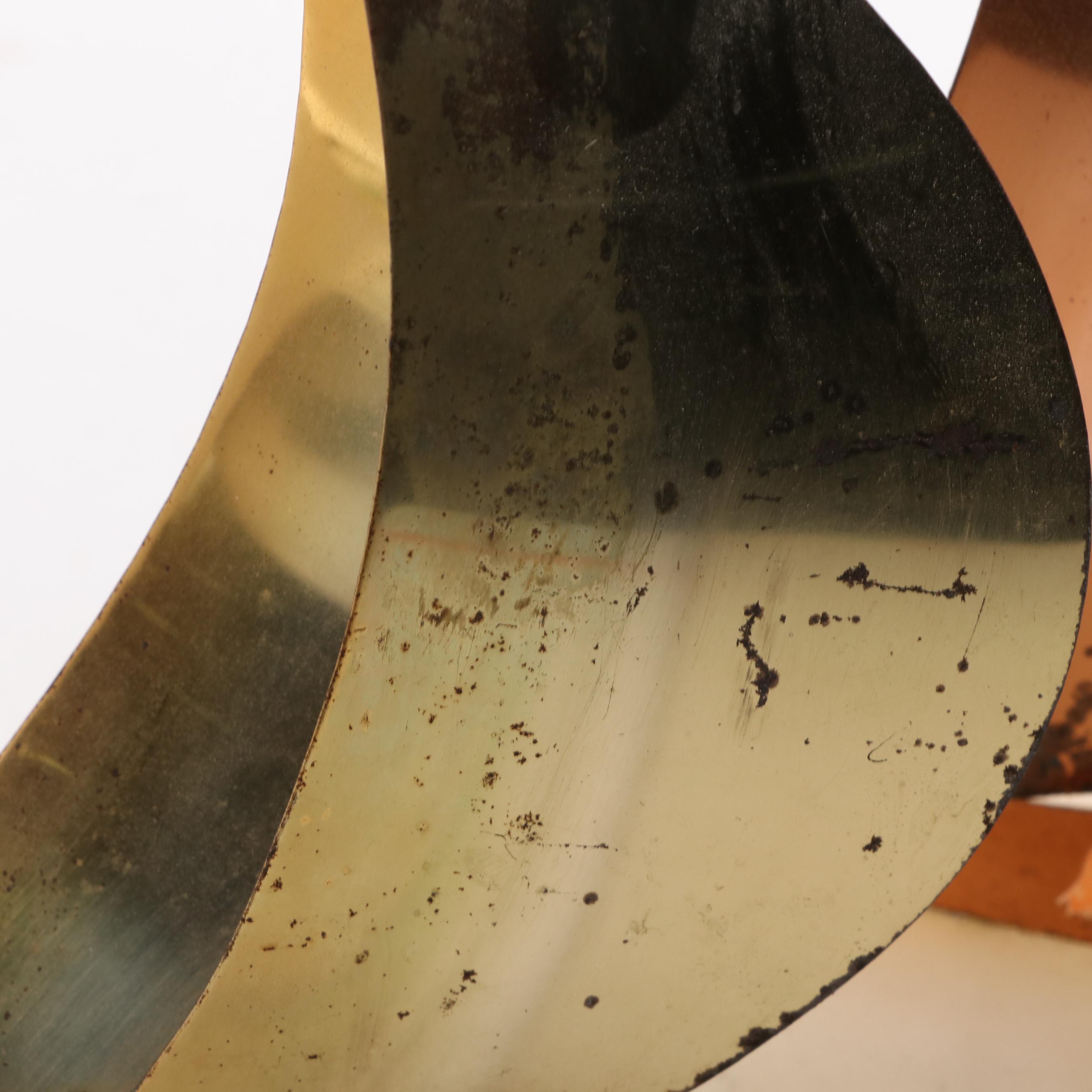 John DeMott  Mid Century Modern Style Mixed Metal and Stone Boat Sculpture