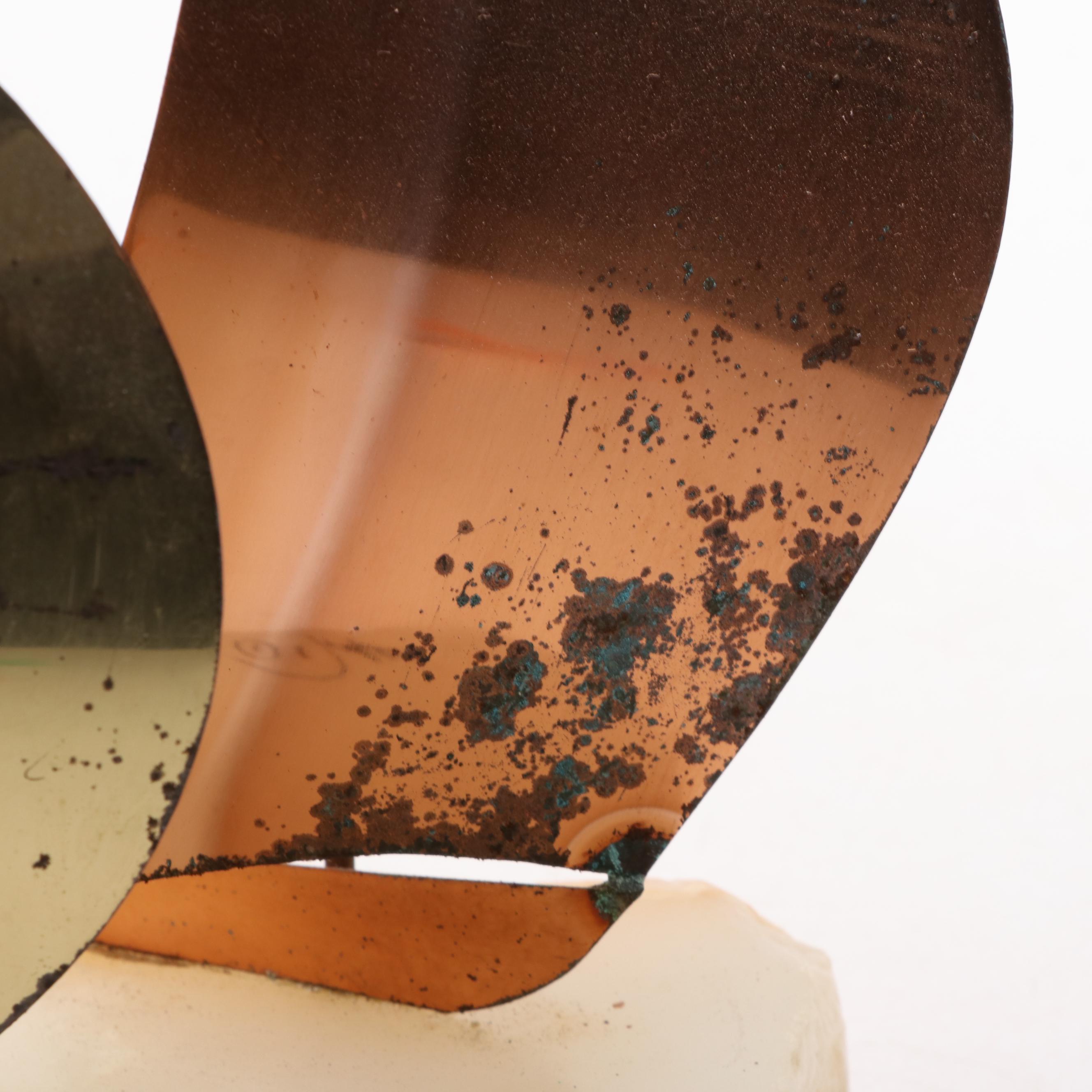 John DeMott  Mid Century Modern Style Mixed Metal and Stone Boat Sculpture